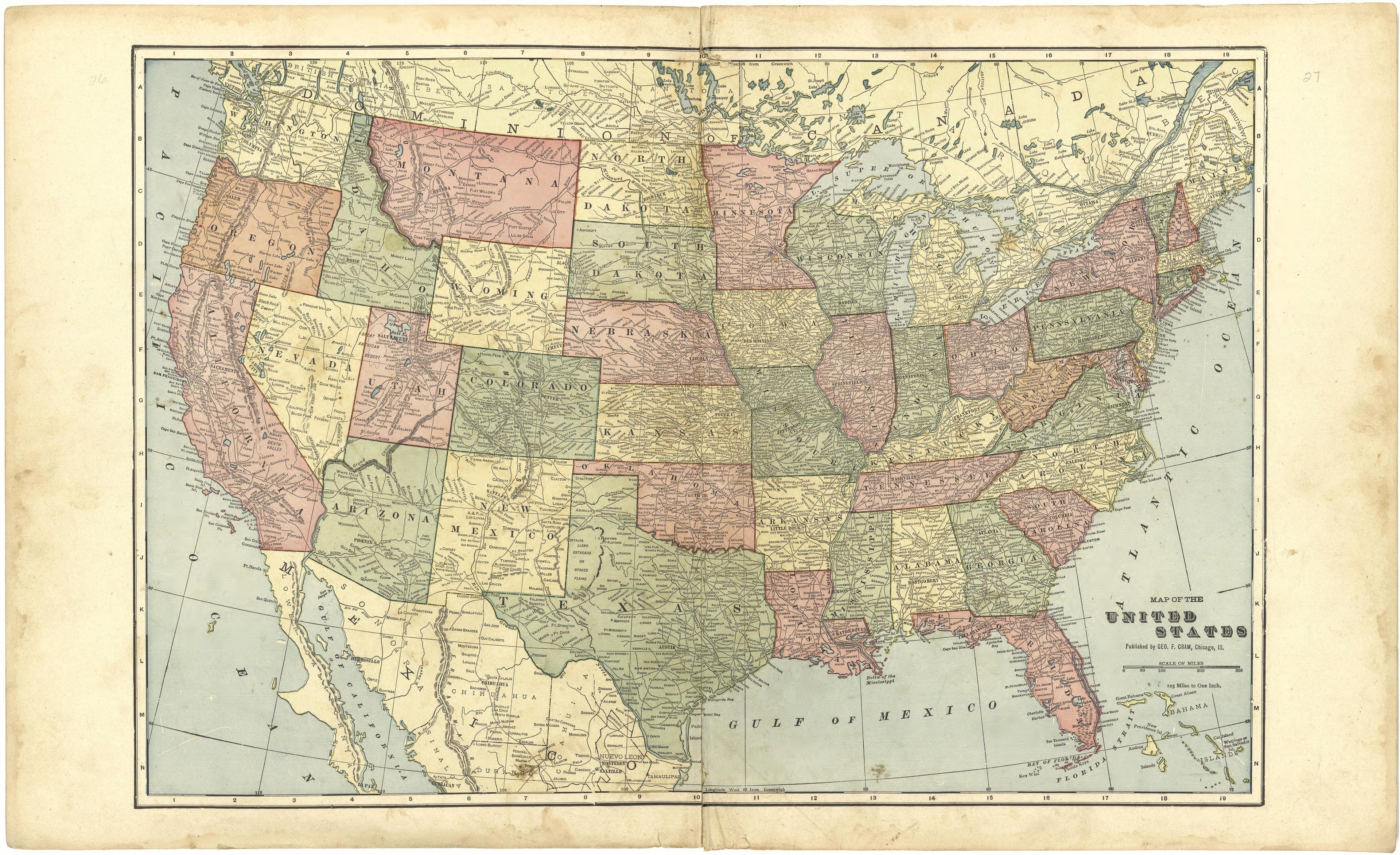 Map of the United States from Standard Atlas of Cedar County, Missouri : Including a Plat Book of the Villages, Cities and Townships of the County, Map of the State, United States and World, Patrons Directory, Reference Business … 1908 by Relic Map Company