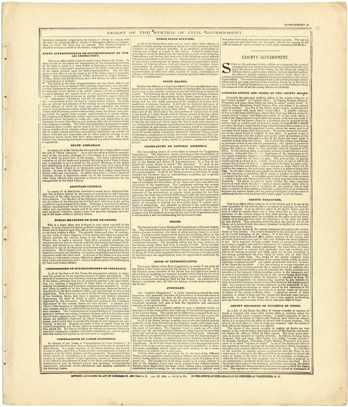 Digest of the System of Civil Government Continued from Standard Atlas of Cedar County, Missouri : Including a Plat Book of the Villages, Cities and Townships of the County, Map of the State, United States and World, Patrons Directory, Reference Busin... by Relic Map Company
