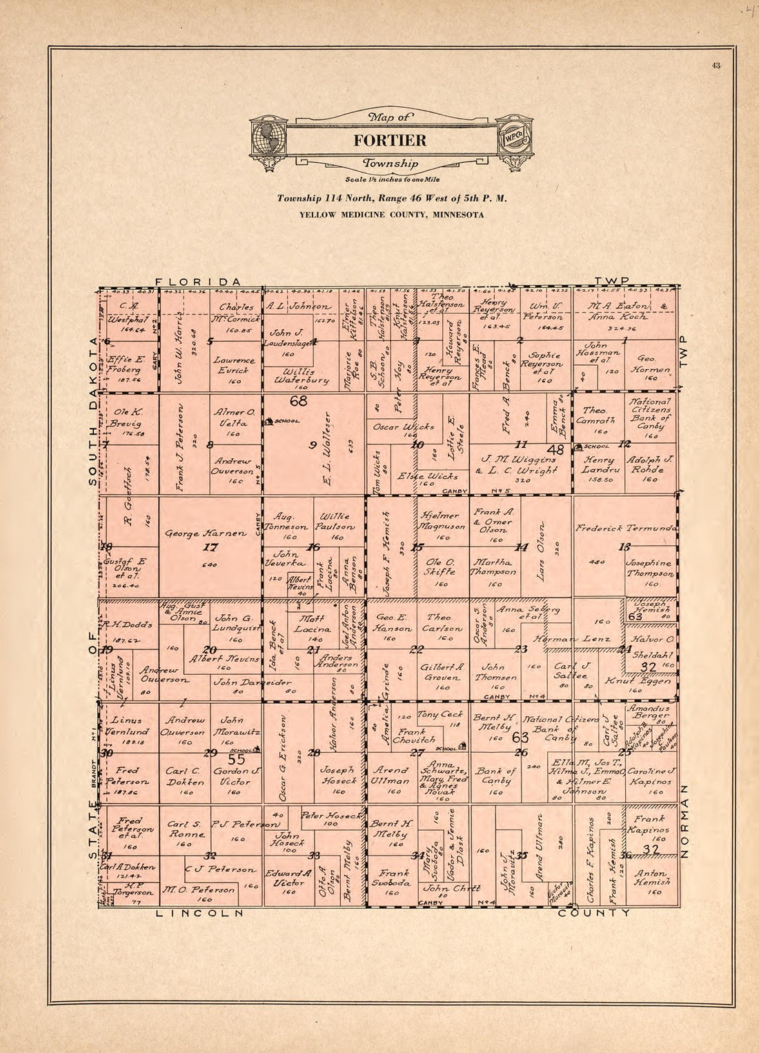 This old map of Minnesota, , Yellow Medicine County was created by Webb Publishing Co in 1929