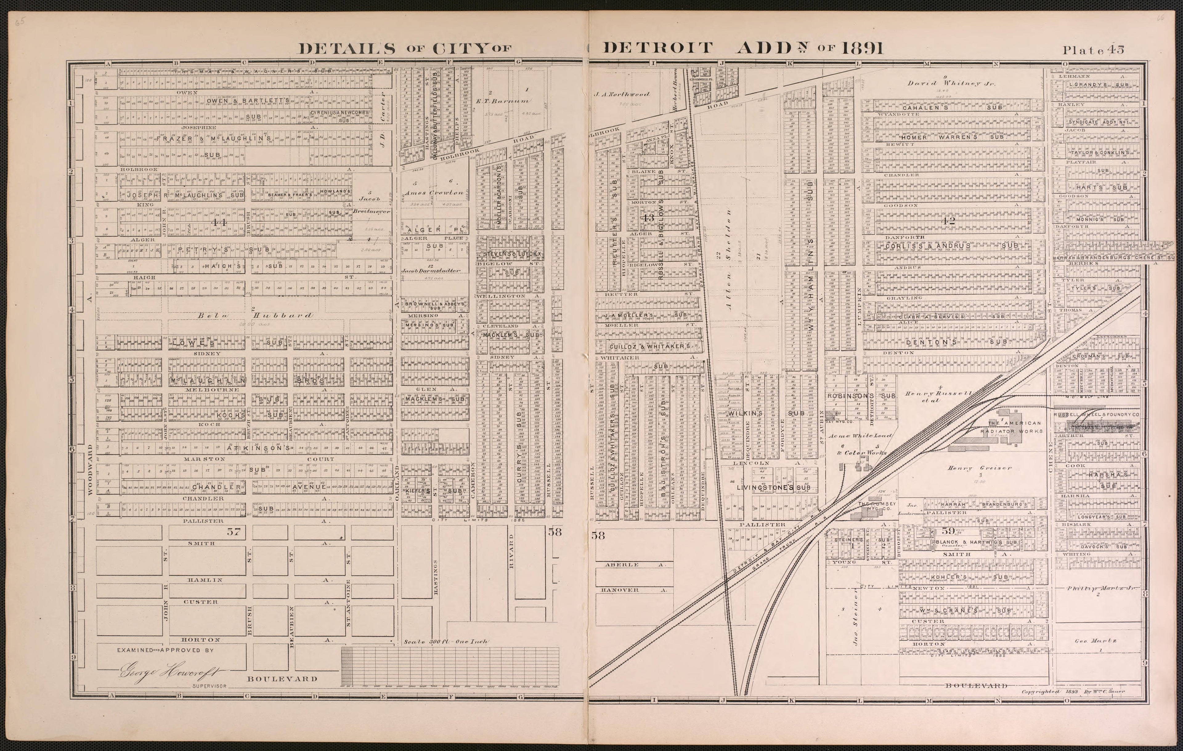 Details of City of Detroit Addition of 1891 - 4 from Detailed Official Atlas of Wayne County, Michigan : Containing General Maps of Wayne County and City of Detroit, General Township Maps ... : Also Detail Plats of All Recorded Subdivisions and Additi... by Relic Map Company
