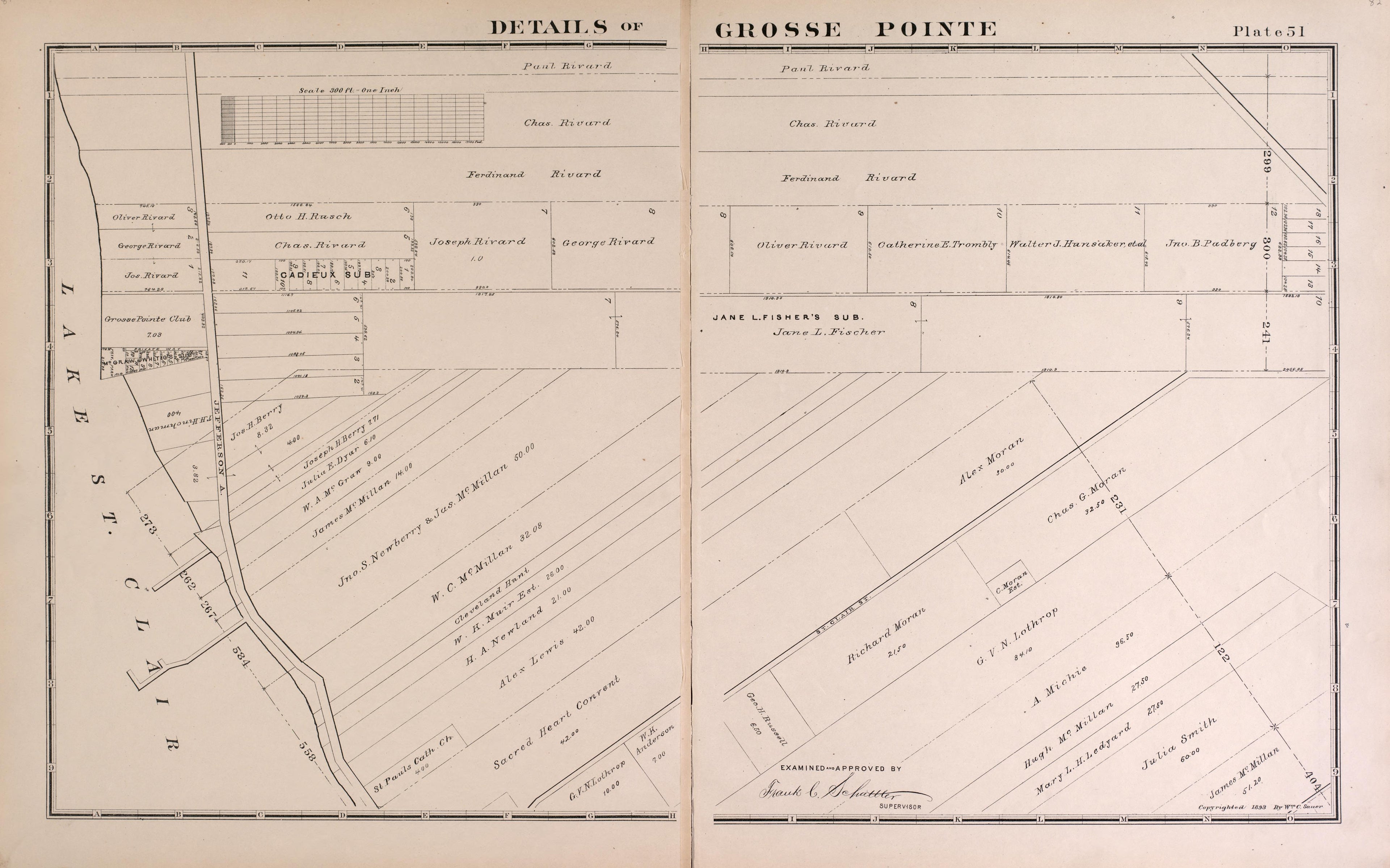 Details of Grosse Pointe - 5 from Detailed Official Atlas of Wayne County, Michigan : Containing General Maps of Wayne County and City of Detroit, General Township Maps ... : Also Detail Plats of All Recorded Subdivisions and Additions … 1893 by Relic Map Company