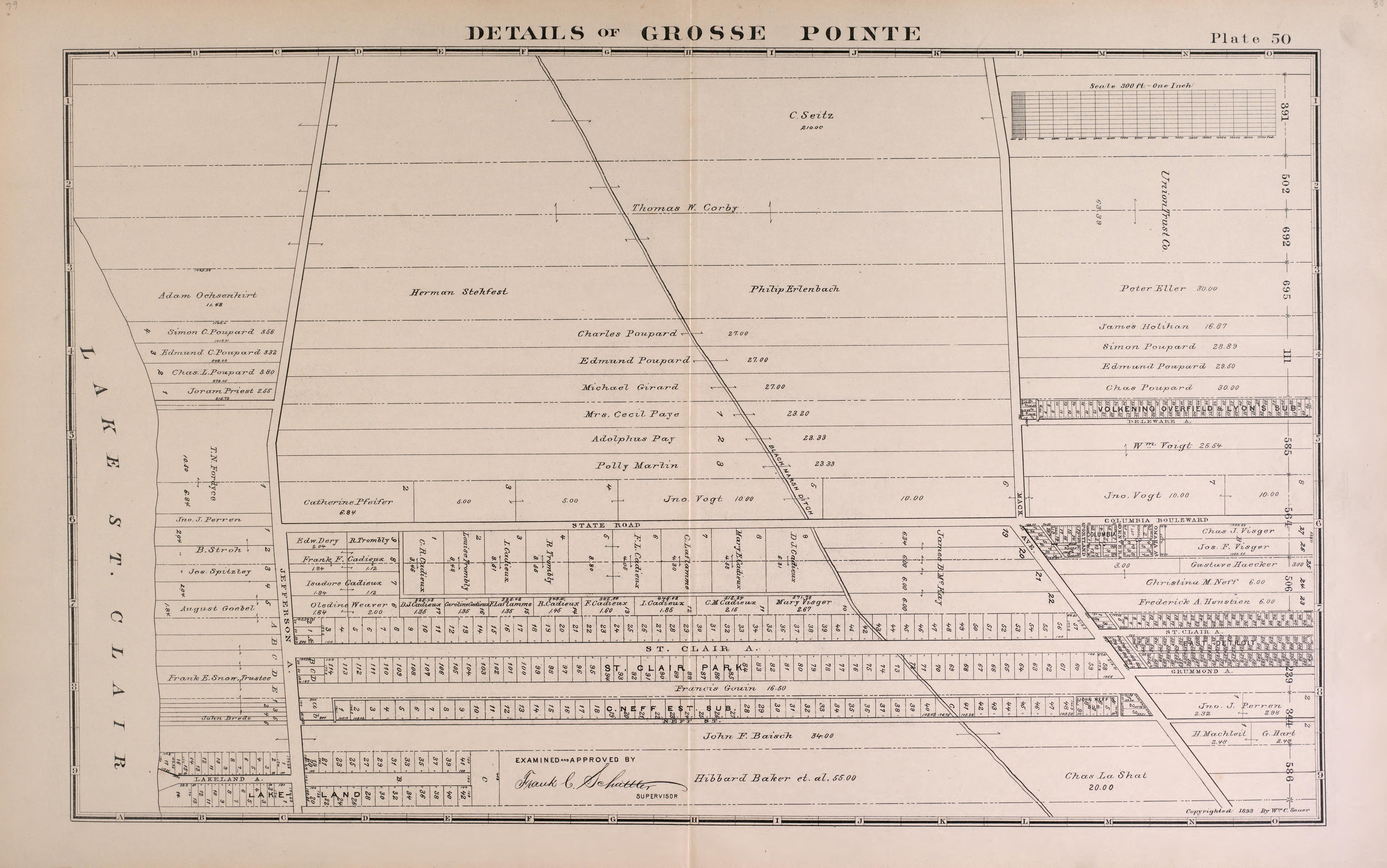 Details of Grosse Pointe - 4 from Detailed Official Atlas of Wayne County, Michigan : Containing General Maps of Wayne County and City of Detroit, General Township Maps ... : Also Detail Plats of All Recorded Subdivisions and Additions … 1893 by Relic Map Company