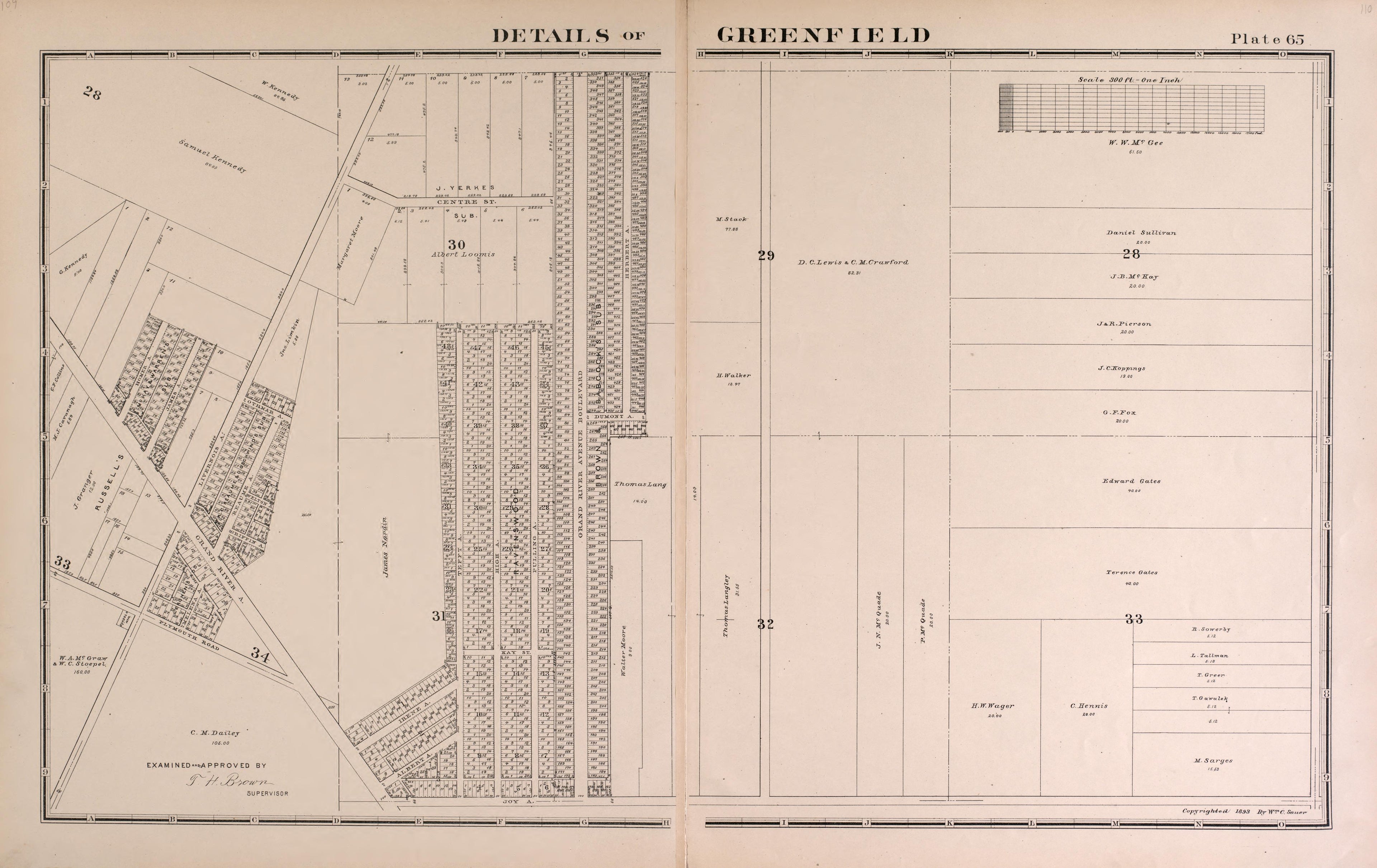 Details of Greenfield - 3 from Detailed Official Atlas of Wayne County, Michigan : Containing General Maps of Wayne County and City of Detroit, General Township Maps ... : Also Detail Plats of All Recorded Subdivisions and Additions … 1893 by Relic Map Company