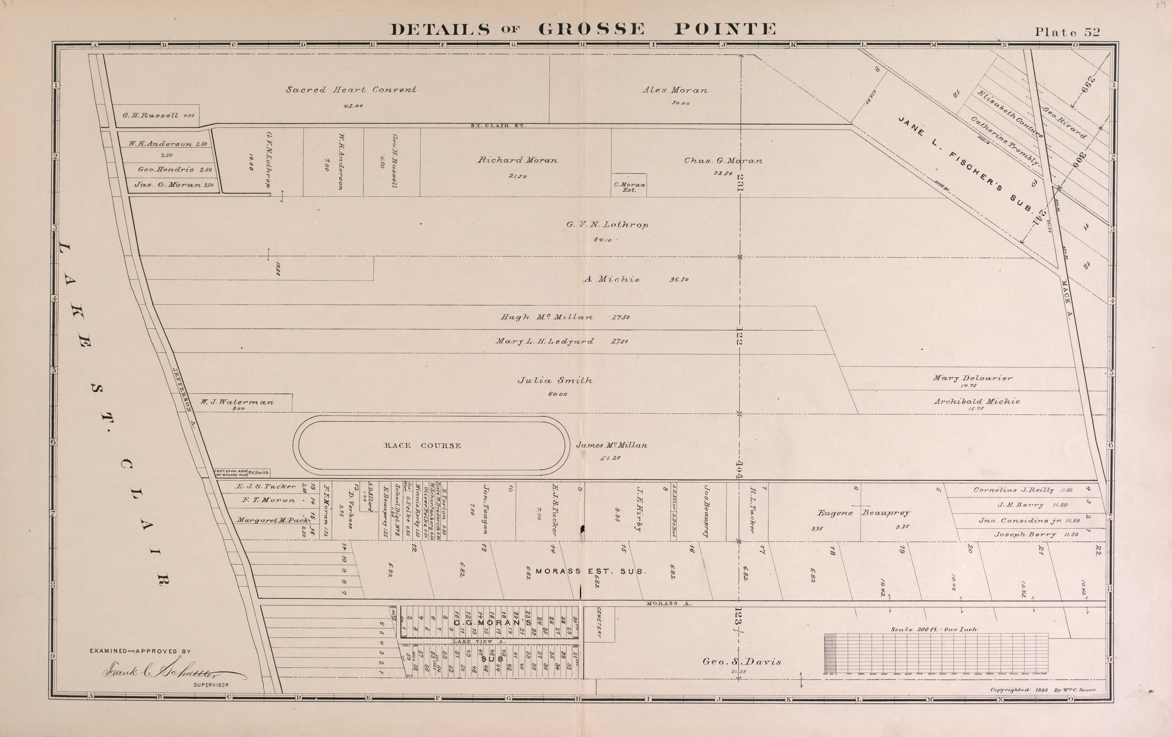 Details of Grosse Pointe - 6 from Detailed Official Atlas of Wayne County, Michigan : Containing General Maps of Wayne County and City of Detroit, General Township Maps ... : Also Detail Plats of All Recorded Subdivisions and Additions … 1893 by Relic Map Company