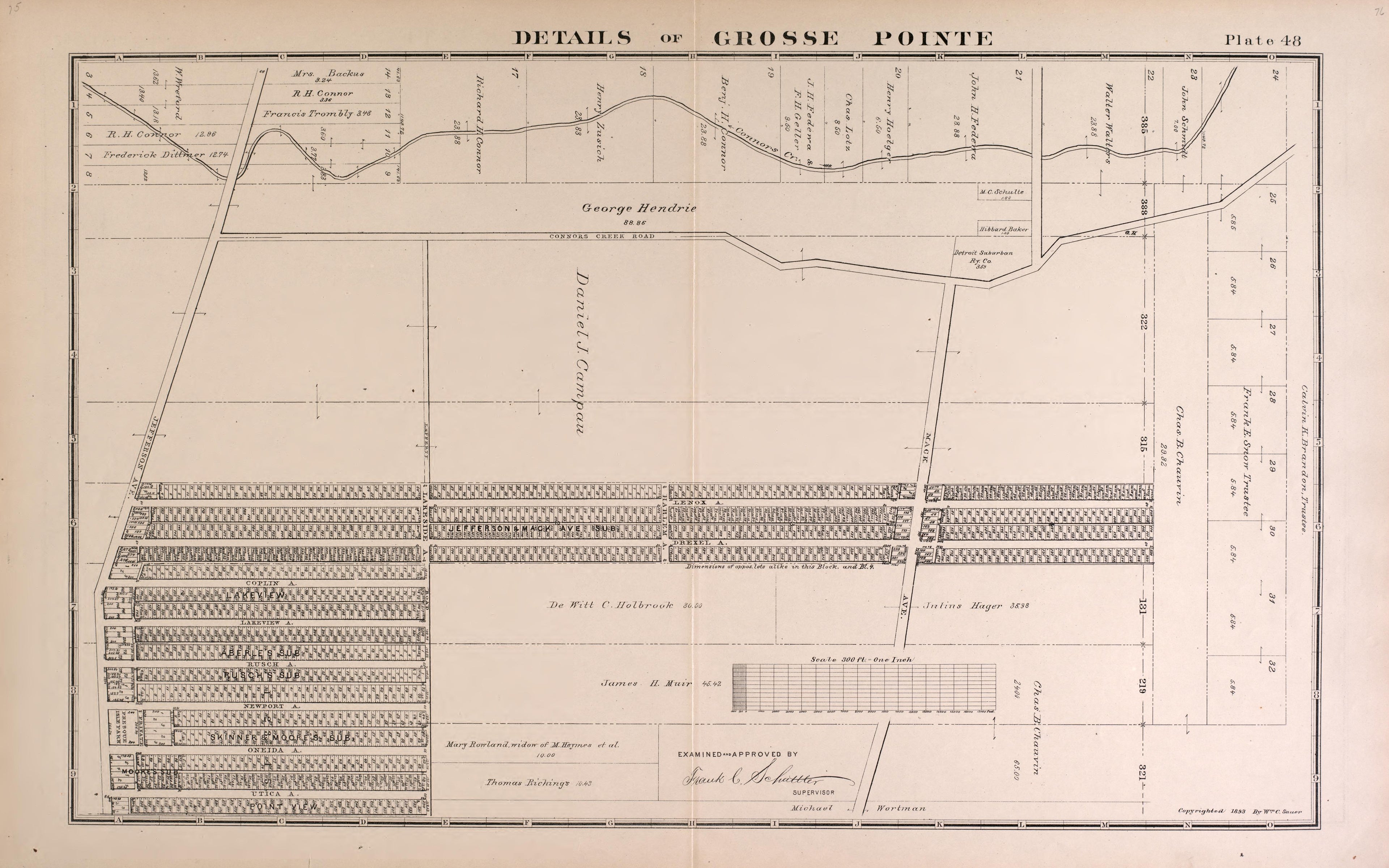 Details of Grosse Pointe - 2 from Detailed Official Atlas of Wayne County, Michigan : Containing General Maps of Wayne County and City of Detroit, General Township Maps ... : Also Detail Plats of All Recorded Subdivisions and Additions … 1893 by Relic Map Company
