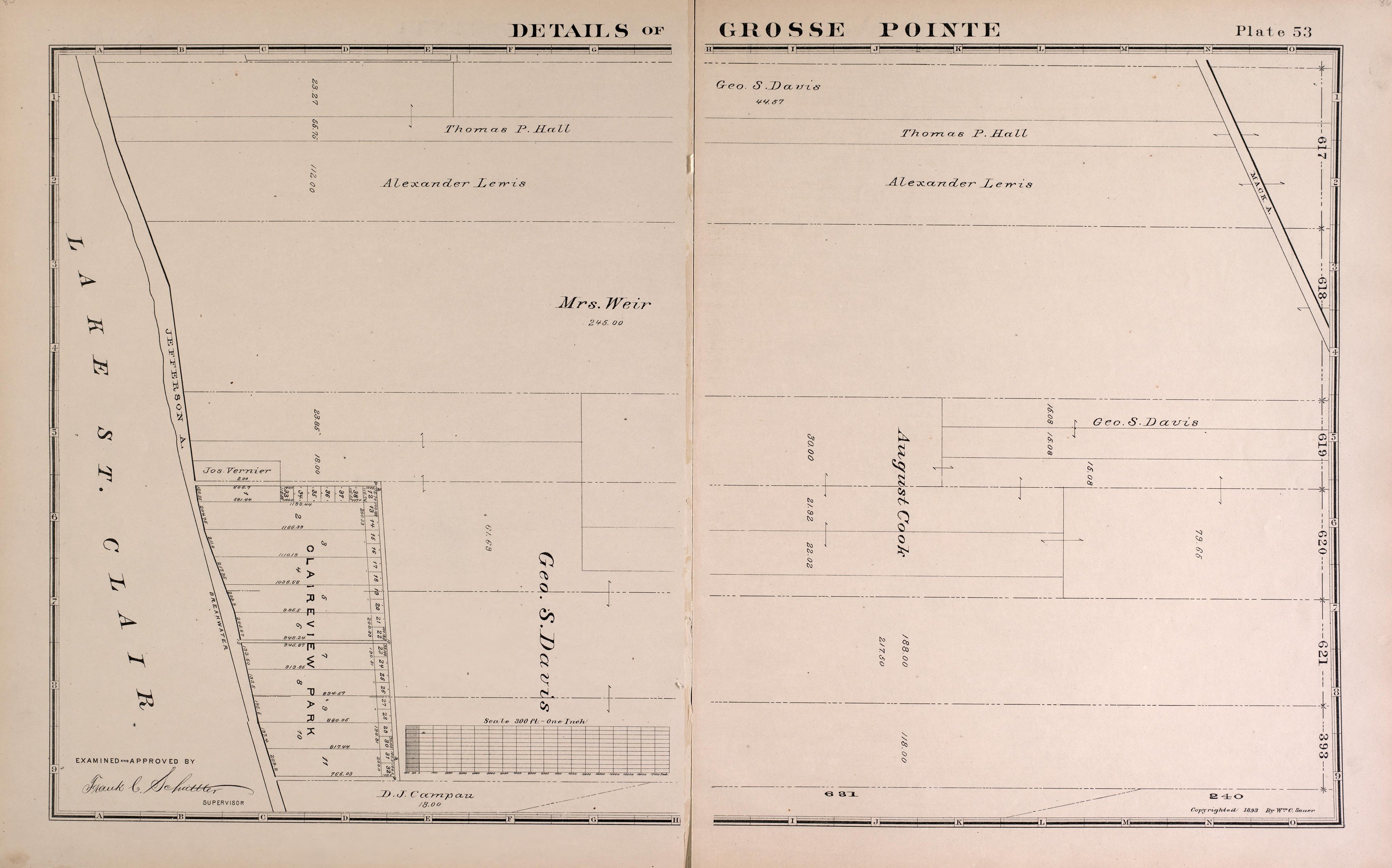 Details of Grosse Pointe - 7 from Detailed Official Atlas of Wayne County, Michigan : Containing General Maps of Wayne County and City of Detroit, General Township Maps ... : Also Detail Plats of All Recorded Subdivisions and Additions … 1893 by Relic Map Company
