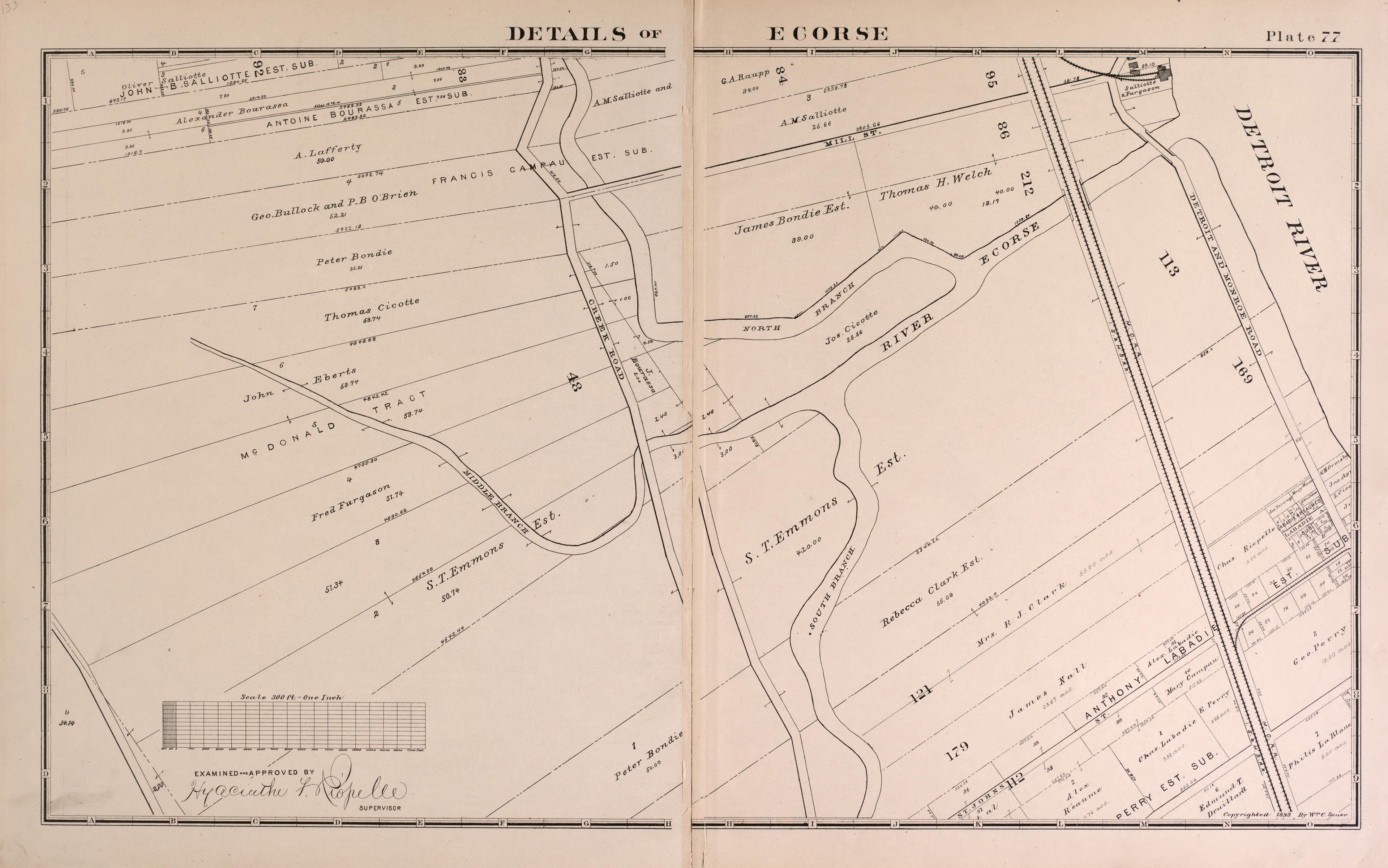 Details of Ecorse - 7 from Detailed Official Atlas of Wayne County, Michigan : Containing General Maps of Wayne County and City of Detroit, General Township Maps ... : Also Detail Plats of All Recorded Subdivisions and Additions … 1893 by Relic Map Company