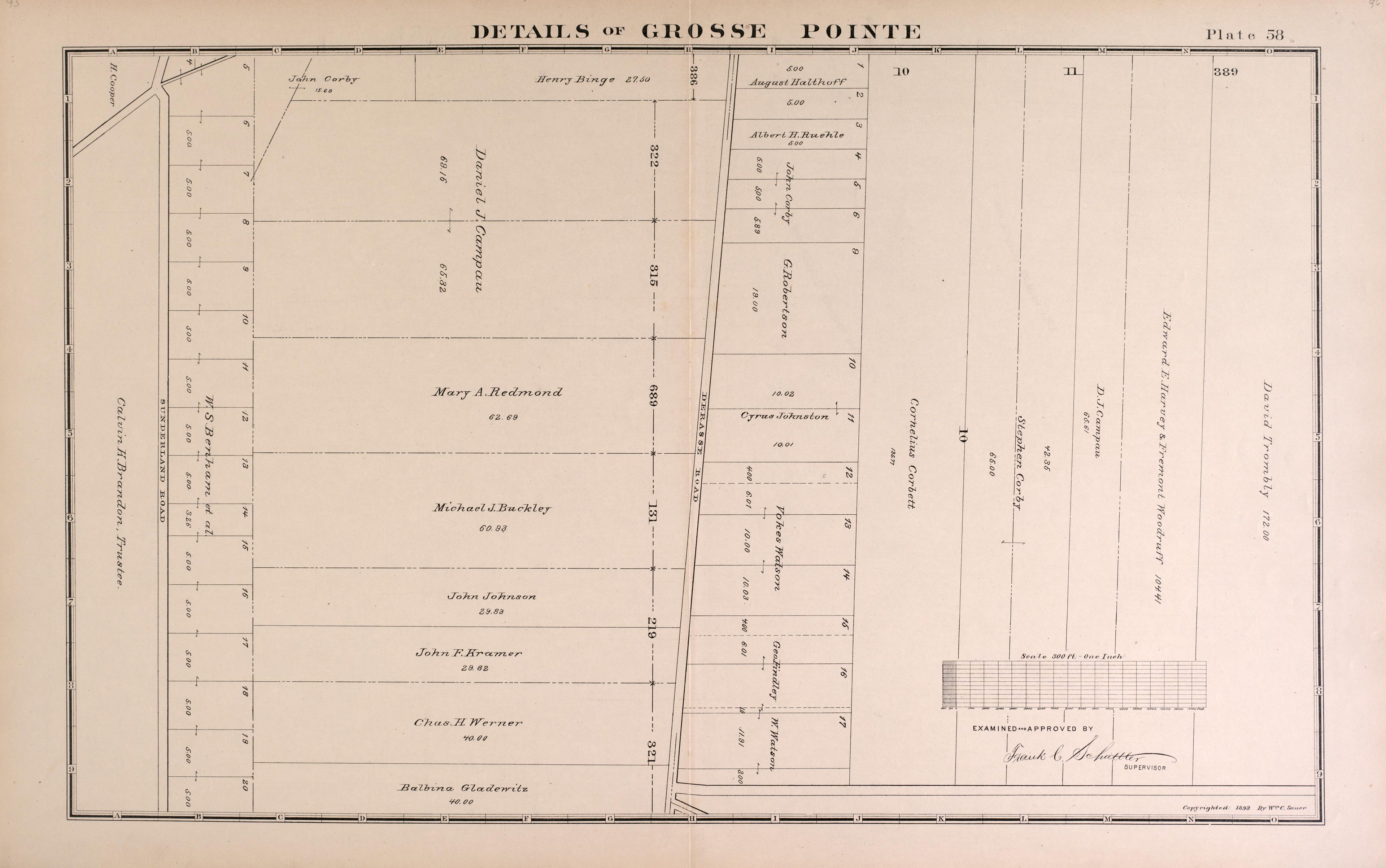 Details of Grosse Pointe - 12 from Detailed Official Atlas of Wayne County, Michigan : Containing General Maps of Wayne County and City of Detroit, General Township Maps ... : Also Detail Plats of All Recorded Subdivisions and Additions … 1893 by Relic Map Company