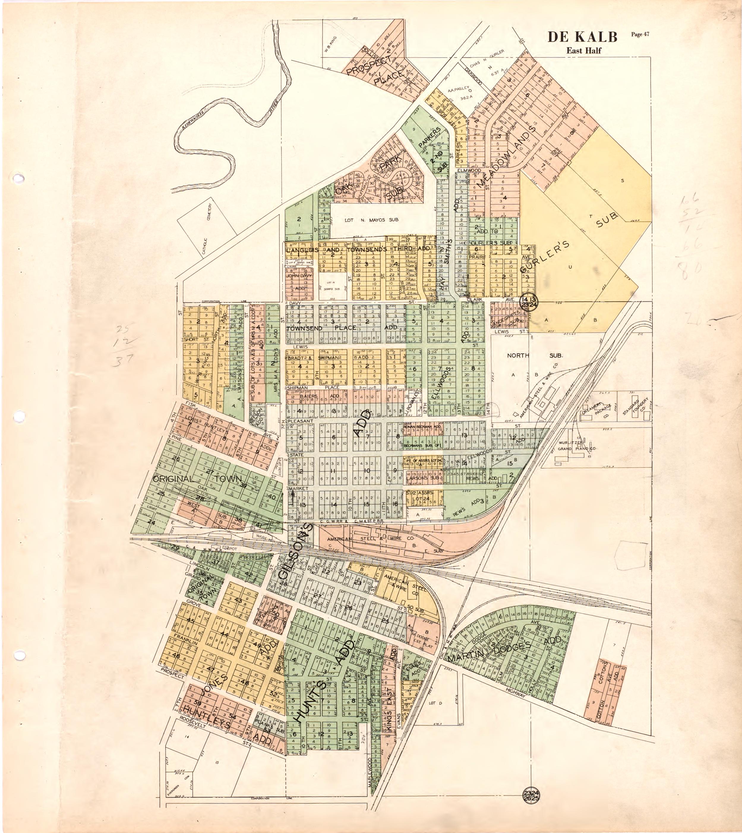 De Kalb East Half from Atlas and Plat Book of De Kalb County, Illinois : Compiled from Surveys and the Public Records of De Kalb County, Illinois 1929 by Relic Map Company