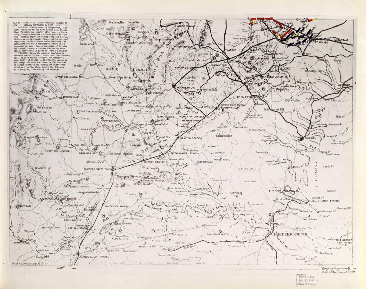 Map 30: 6 PM, Mon., September 1, 1862; On to Centreville from Second Manassas Campaign, August 17 - September 1, 1862 by Relic Map Company