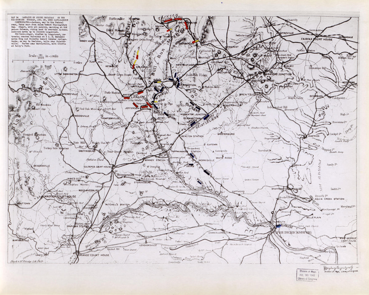 Map 14: Mid-Morning, Tues., August 26, 1862; On the Rappahannock from Second Manassas Campaign, August 17 - September 1, 1862 by Relic Map Company