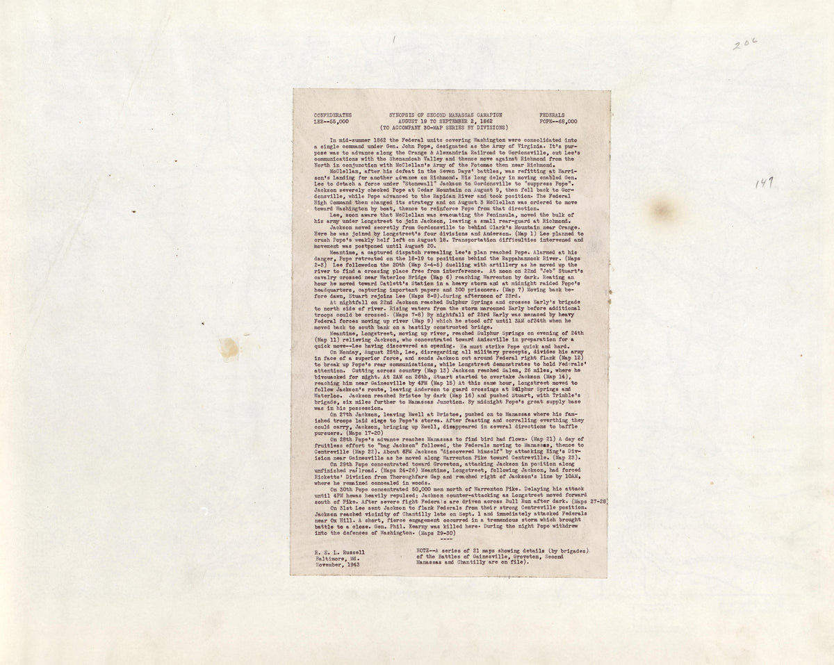 Introduction from Second Manassas Campaign, August 17 - September 1, 1862 by Relic Map Company