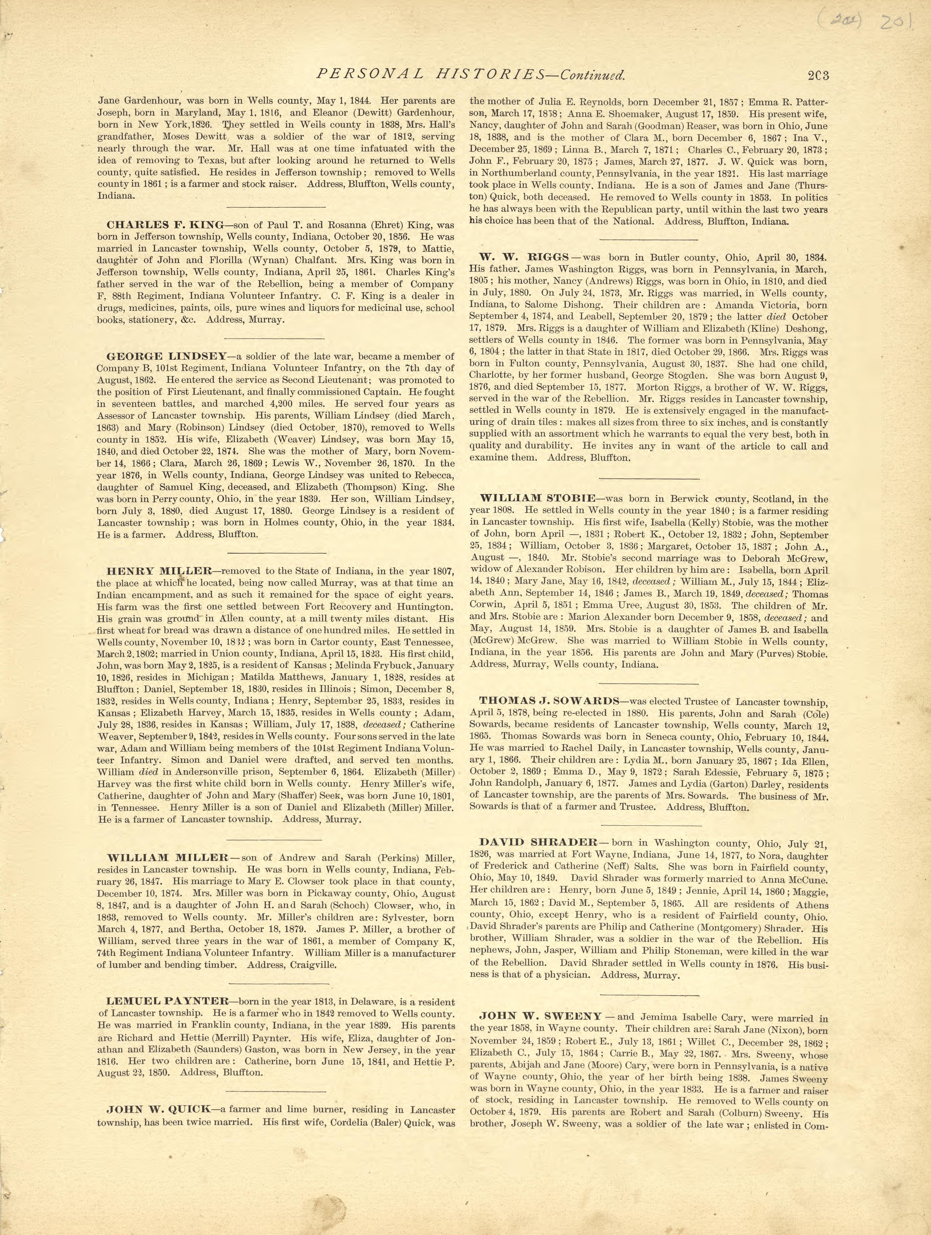 Personal Histories - Continued from Historical Hand-atlas, Illustrated, Containing Large Scale Copper Plate Maps of Each State and Territory of the United States, and the Provinces of Canada, Together With a Complete Reference Map of the World, … 1881 by Relic Map Company