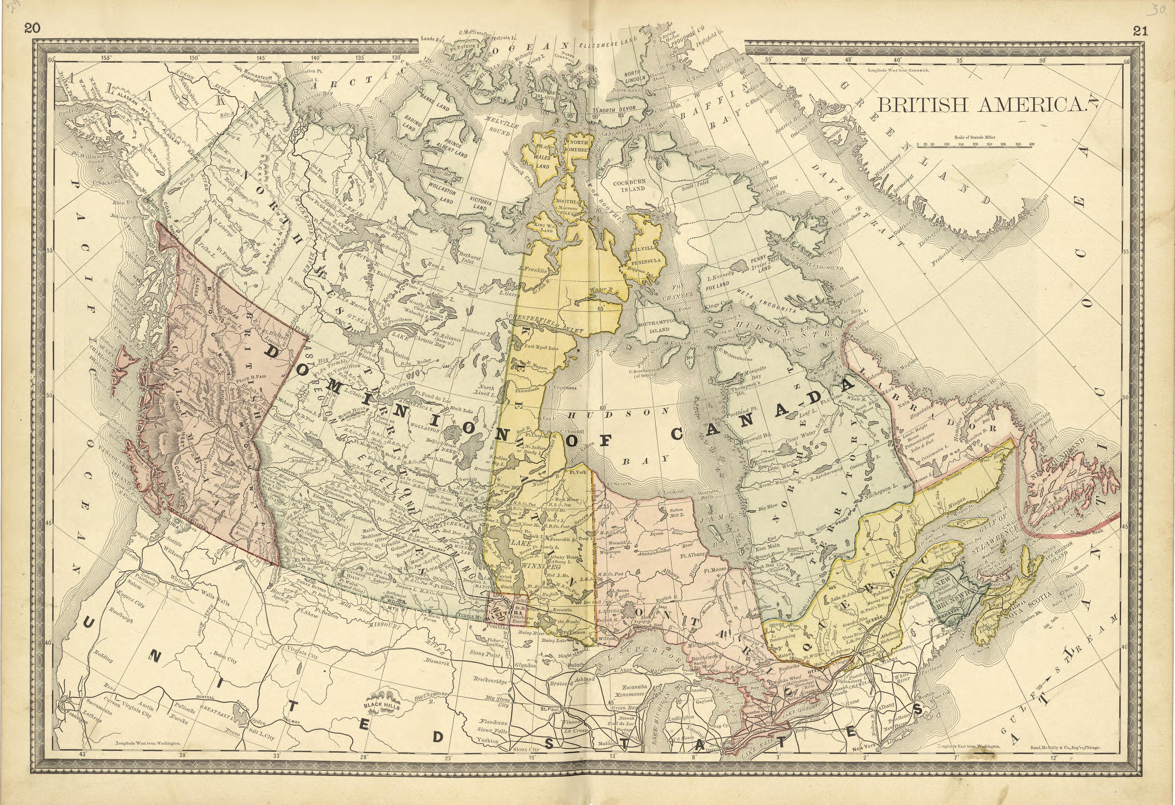 British America: Dominion of Canada from Historical Hand-atlas, Illustrated, Containing Large Scale Copper Plate Maps of Each State and Territory of the United States, and the Provinces of Canada, Together With a Complete Reference Map of the World, �... by Relic Map Company