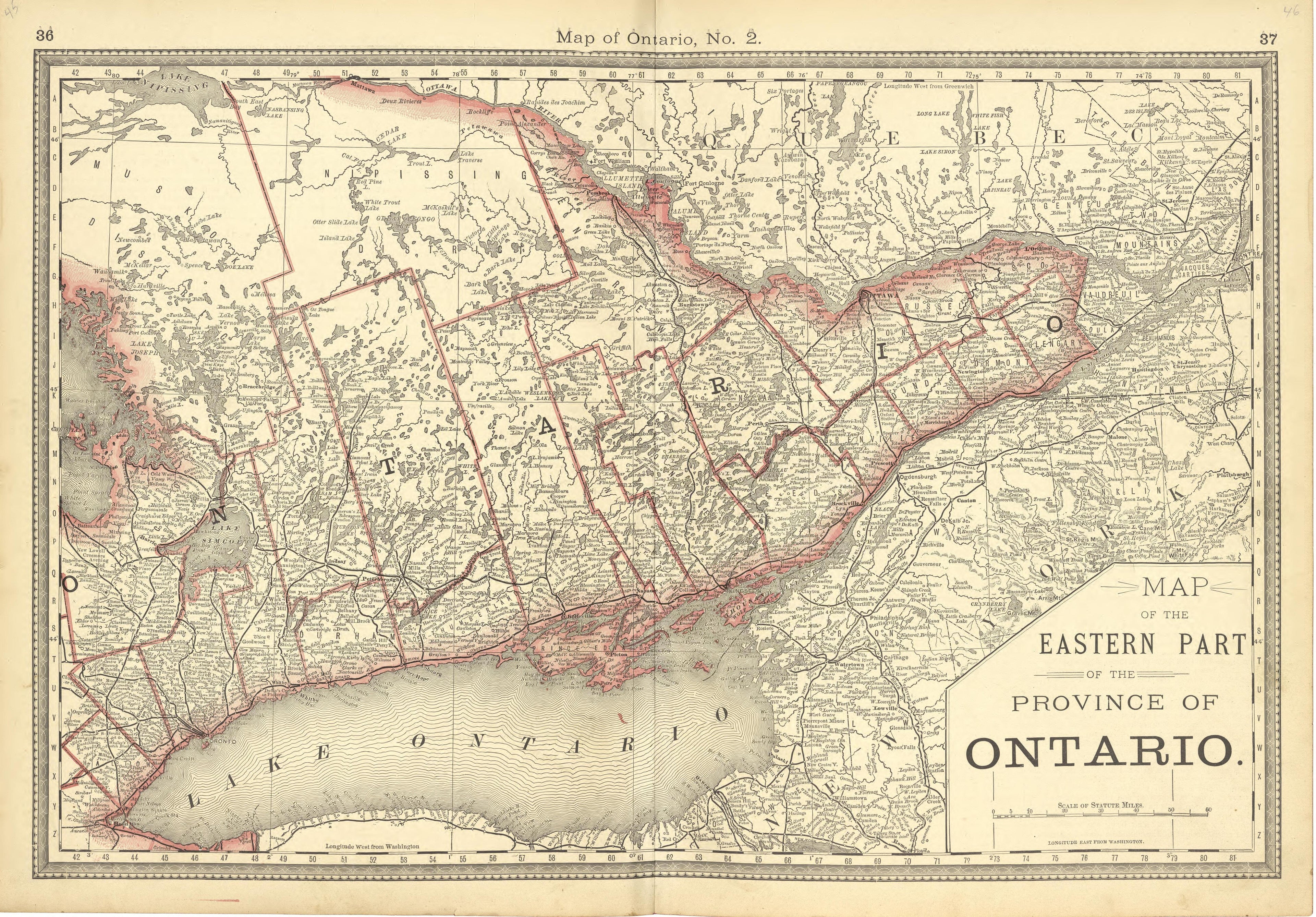 Map of Ontario, No. 2 from Historical Hand-atlas, Illustrated, Containing Large Scale Copper Plate Maps of Each State and Territory of the United States, and the Provinces of Canada, Together With a Complete Reference Map of the World, … 1881 by Relic Map Company
