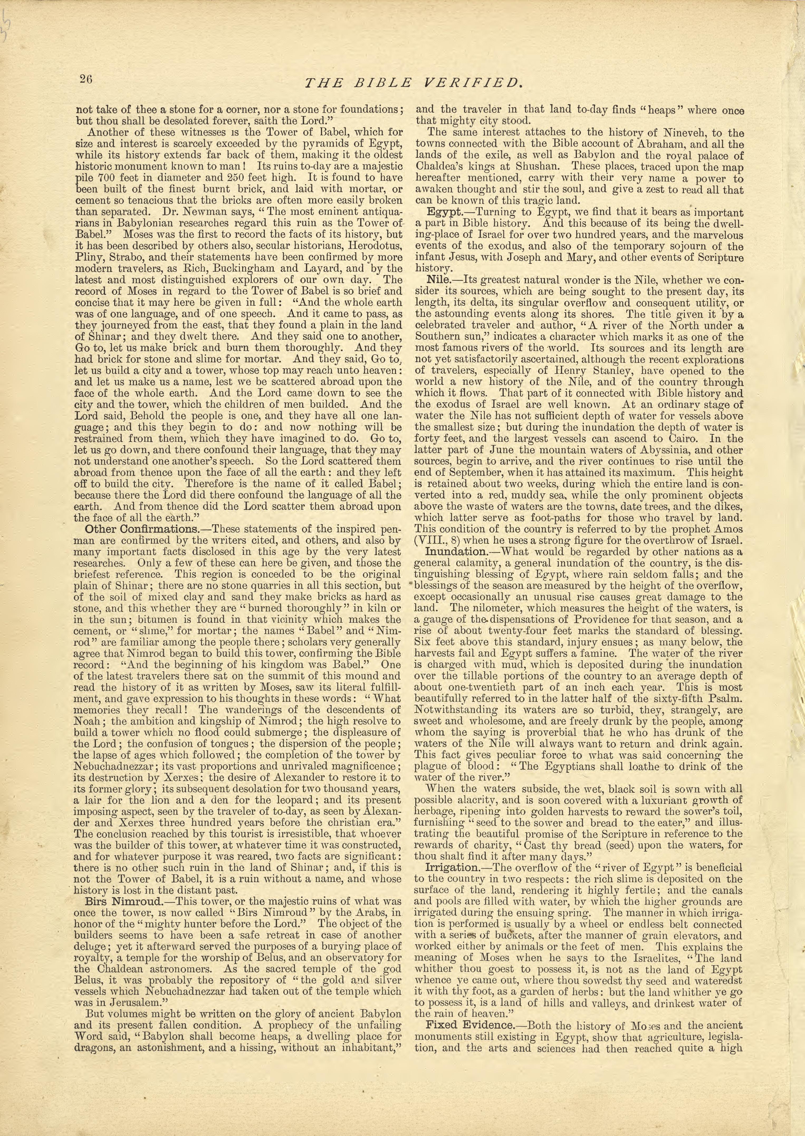 The Bible Verified - Continued from Historical Hand-atlas, Illustrated, Containing Large Scale Copper Plate Maps of Each State and Territory of the United States, and the Provinces of Canada, Together With a Complete Reference Map of the World, … 1881 by Relic Map Company