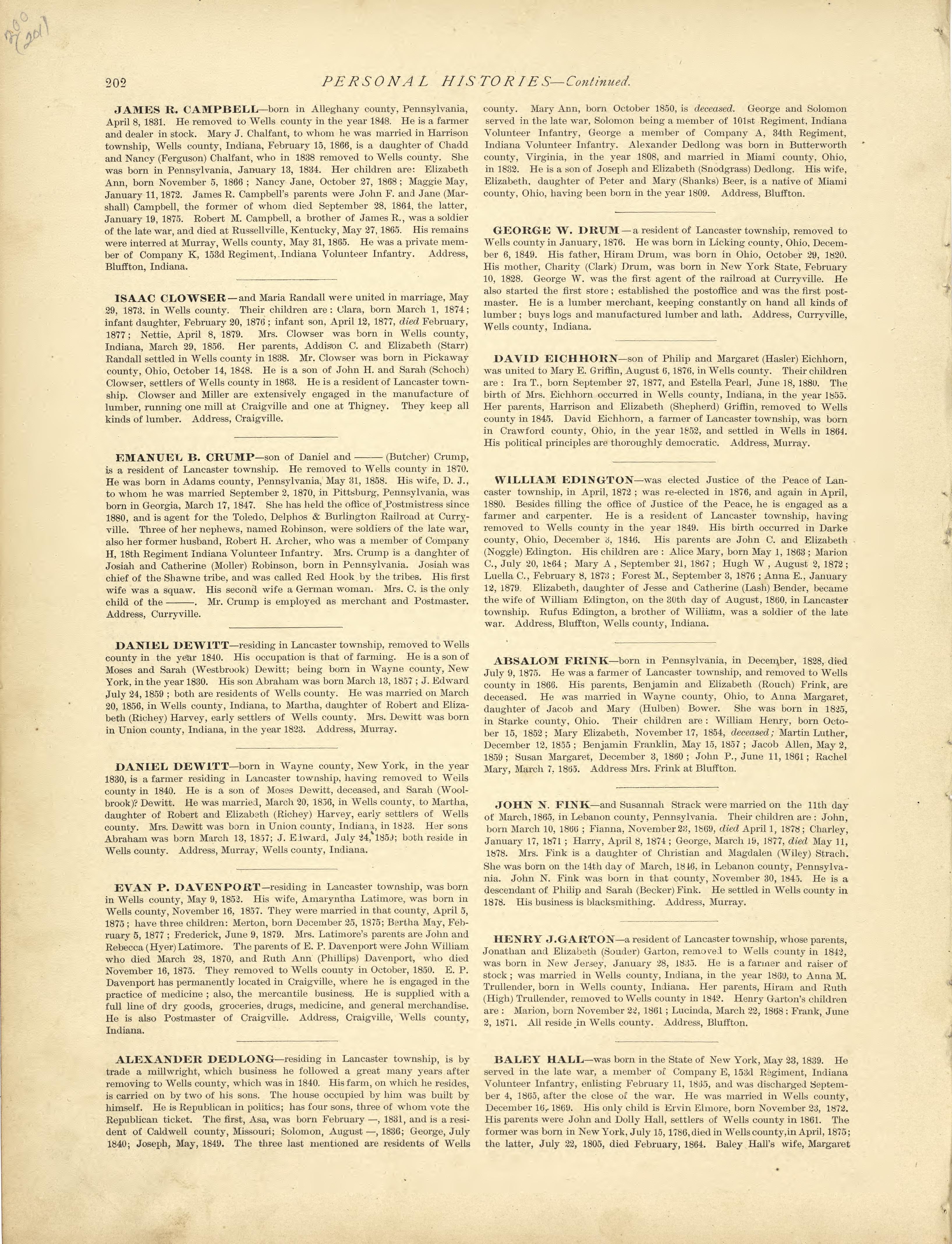 Personal Histories - Continued from Historical Hand-atlas, Illustrated, Containing Large Scale Copper Plate Maps of Each State and Territory of the United States, and the Provinces of Canada, Together With a Complete Reference Map of the World, … 1881 by Relic Map Company