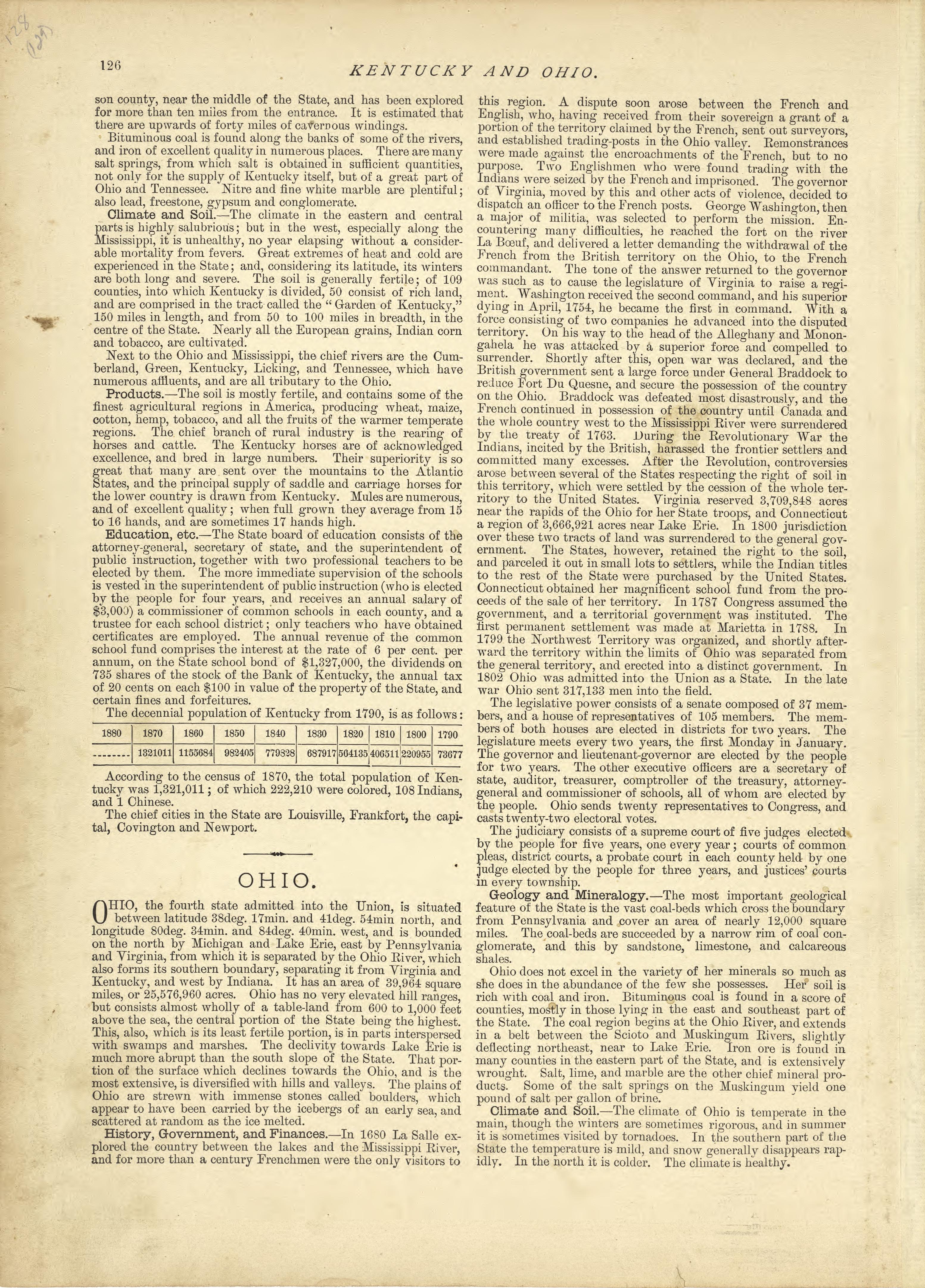 Kentucky - Continued, Ohio from Historical Hand-atlas, Illustrated, Containing Large Scale Copper Plate Maps of Each State and Territory of the United States, and the Provinces of Canada, Together With a Complete Reference Map of the World, … 1881 by Relic Map Company