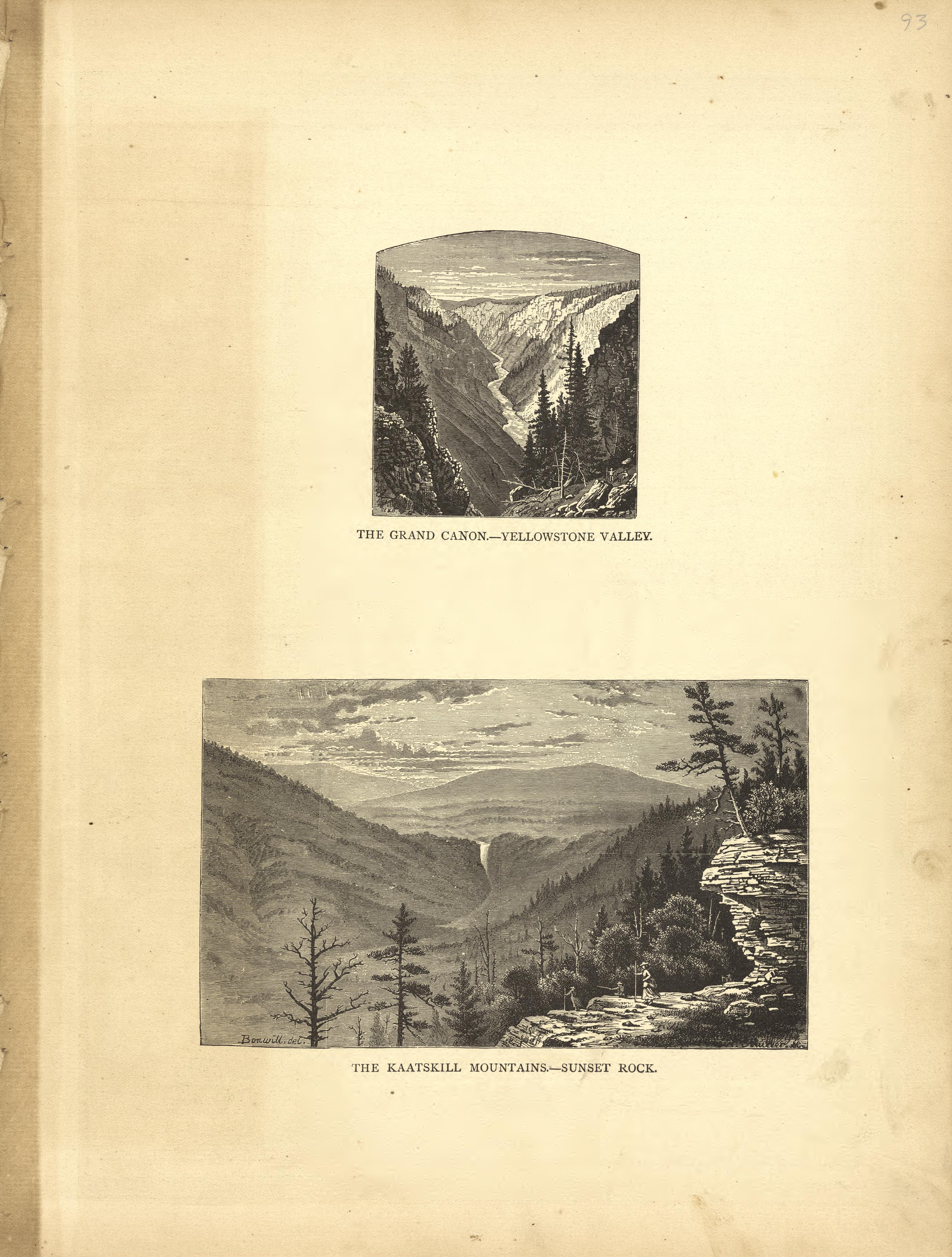 The Grand Canyon - Yellowstone Valley, the Kaatskill Mountains - Sunset Rock from Historical Hand-atlas, Illustrated, Containing Large Scale Copper Plate Maps of Each State and Territory of the United States, and the Provinces of Canada, Together With... by Relic Map Company
