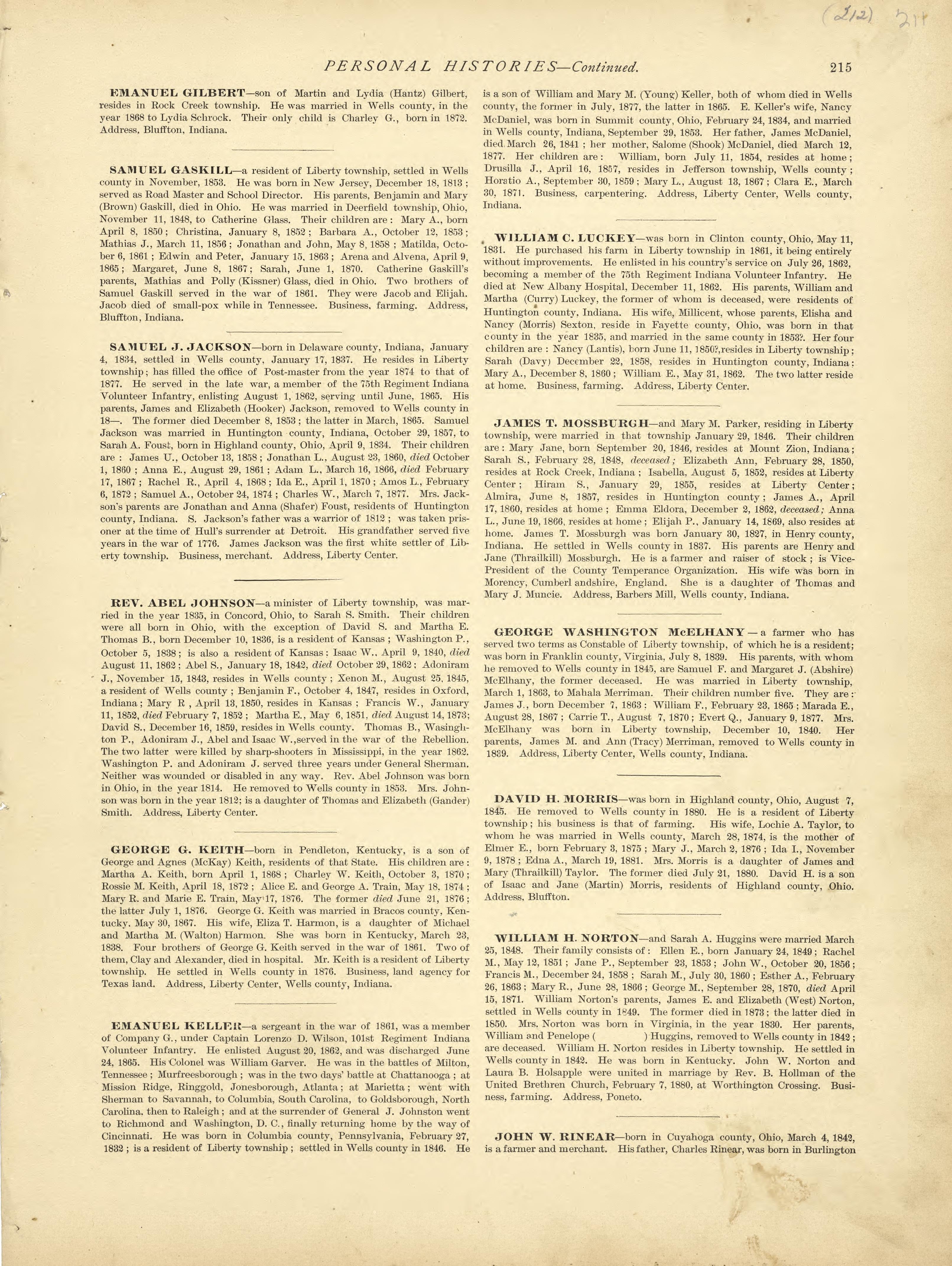 Personal Histories - Continued from Historical Hand-atlas, Illustrated, Containing Large Scale Copper Plate Maps of Each State and Territory of the United States, and the Provinces of Canada, Together With a Complete Reference Map of the World, … 1881 by Relic Map Company
