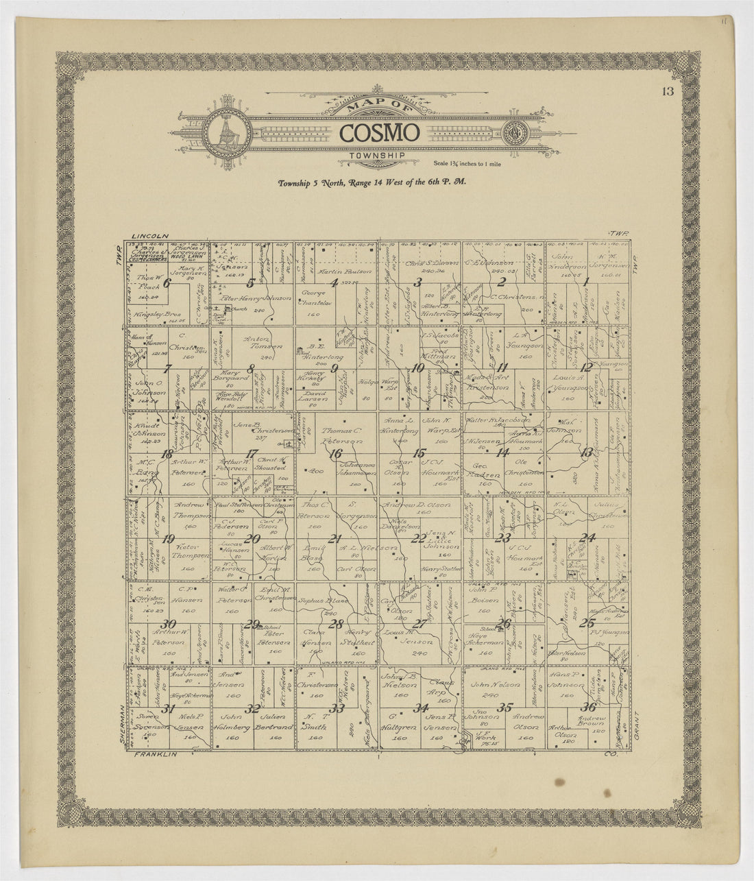 This old map of Kearney County, Nebraska, was created by Geo. A. Ogle & Co in 1923
