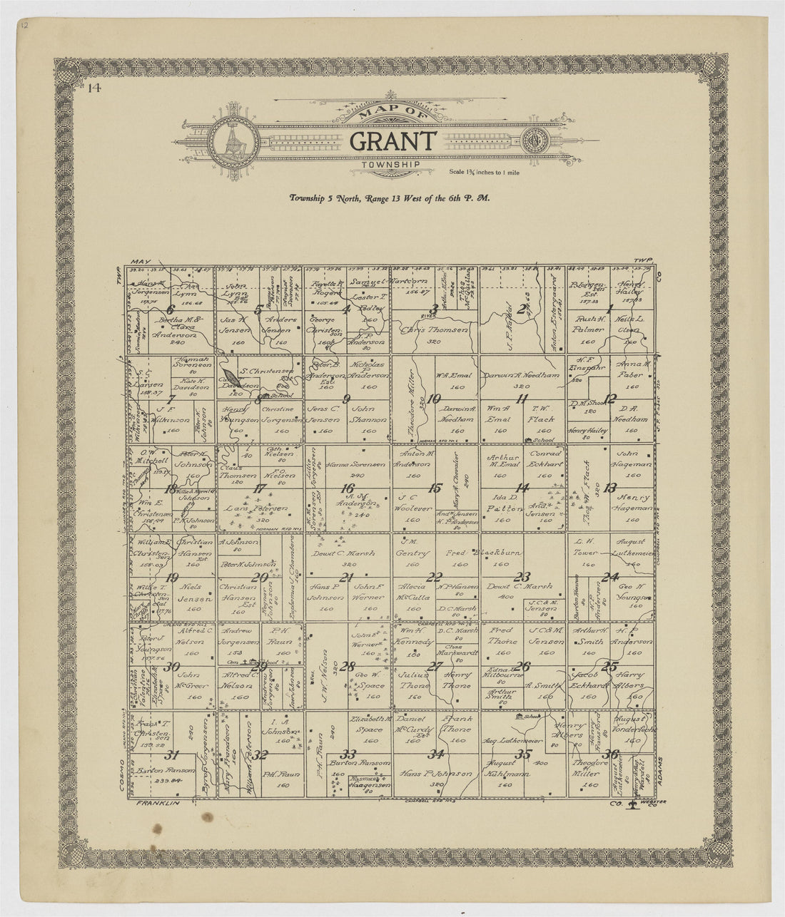 This old map of Kearney County, Nebraska, was created by Geo. A. Ogle & Co in 1923
