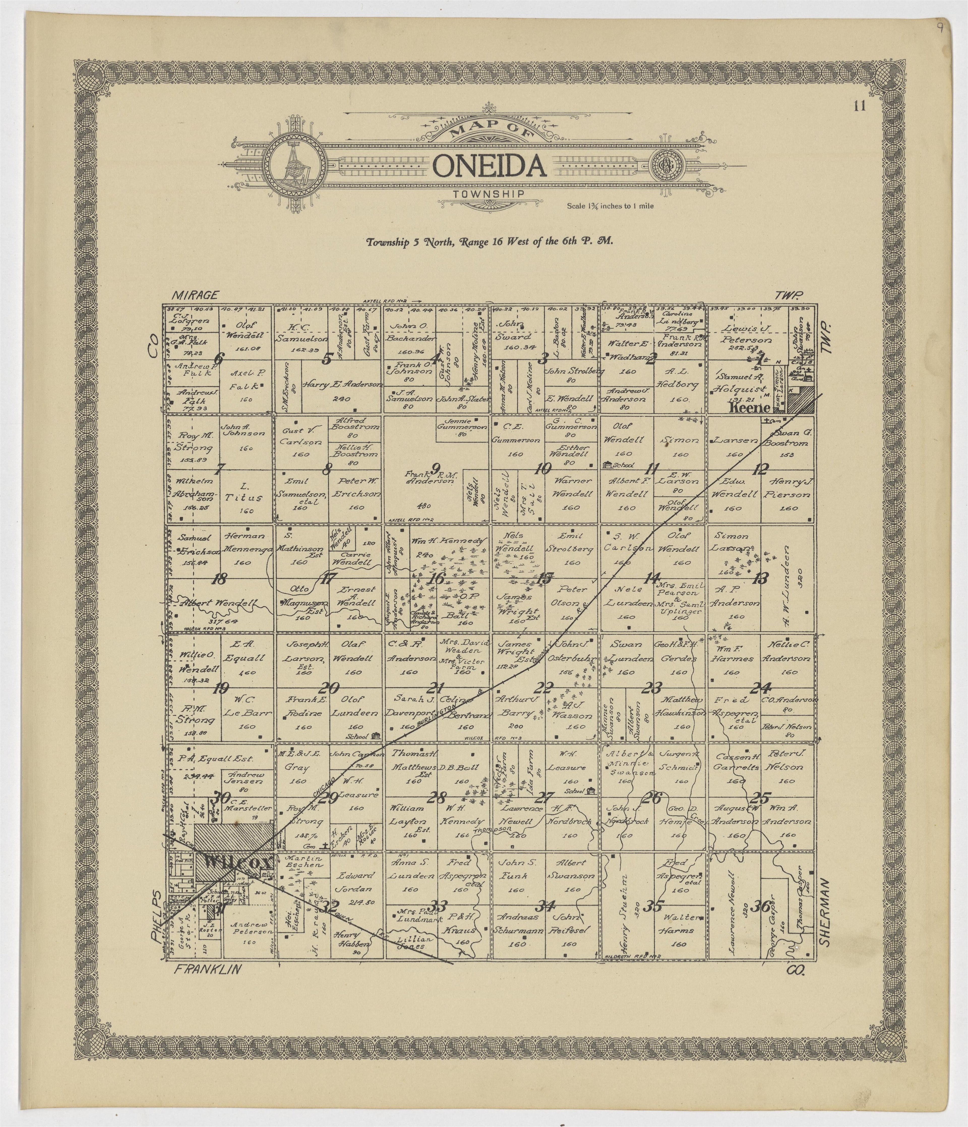 This old map of Kearney County, Nebraska, was created by Geo. A. Ogle & Co in 1923