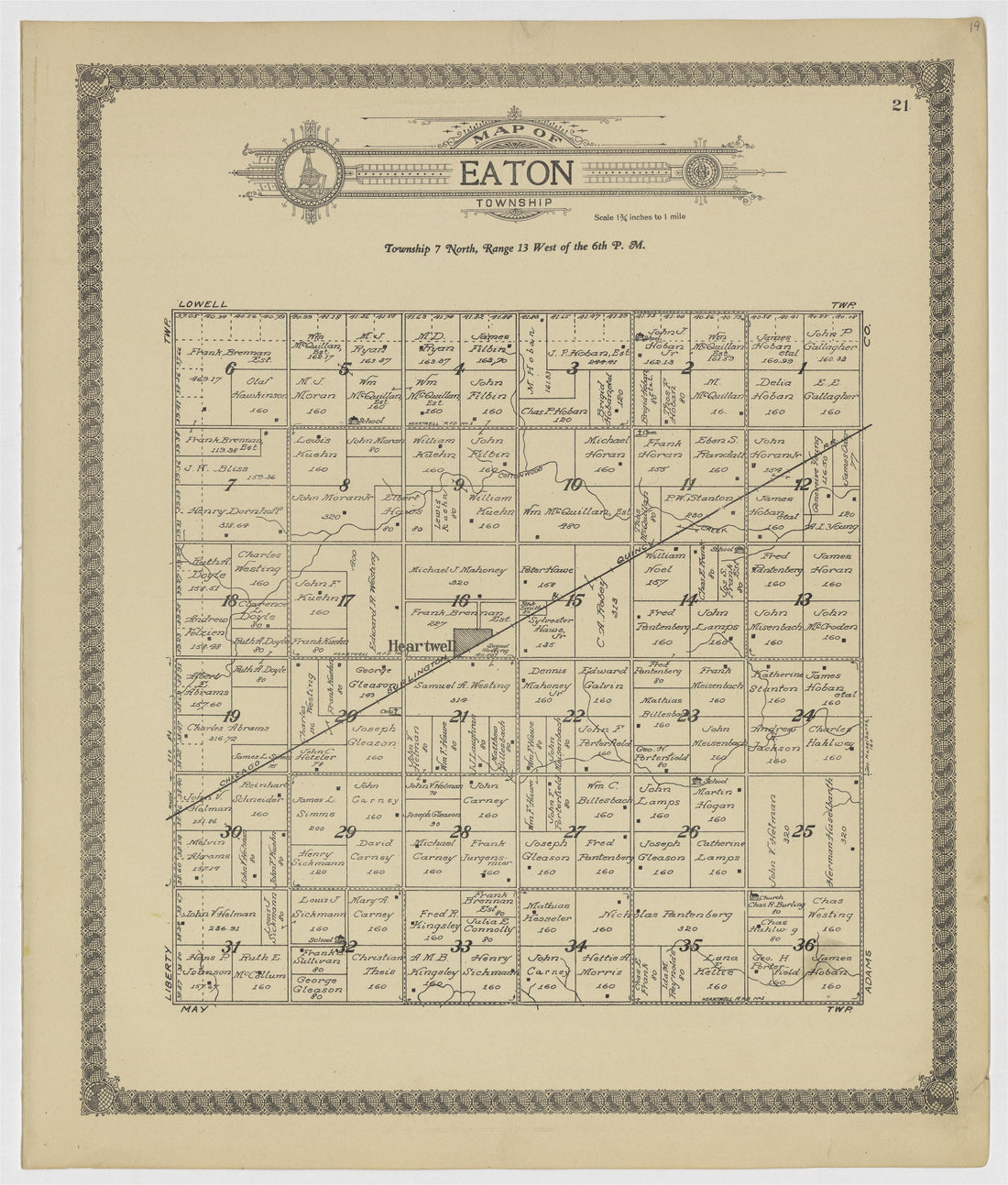 This old map of Kearney County, Nebraska, was created by Geo. A. Ogle & Co in 1923