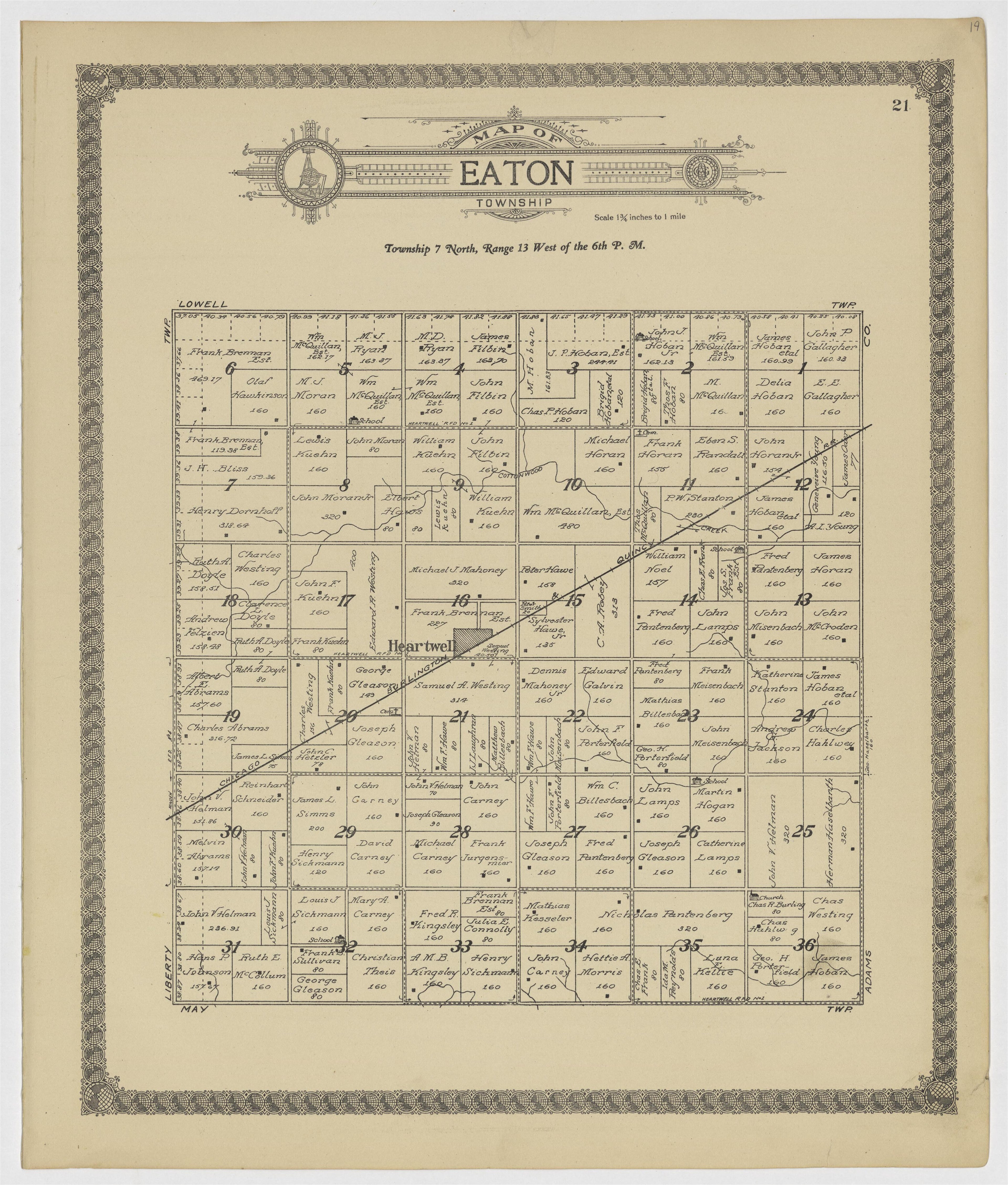 This old map of Kearney County, Nebraska, was created by Geo. A. Ogle & Co in 1923