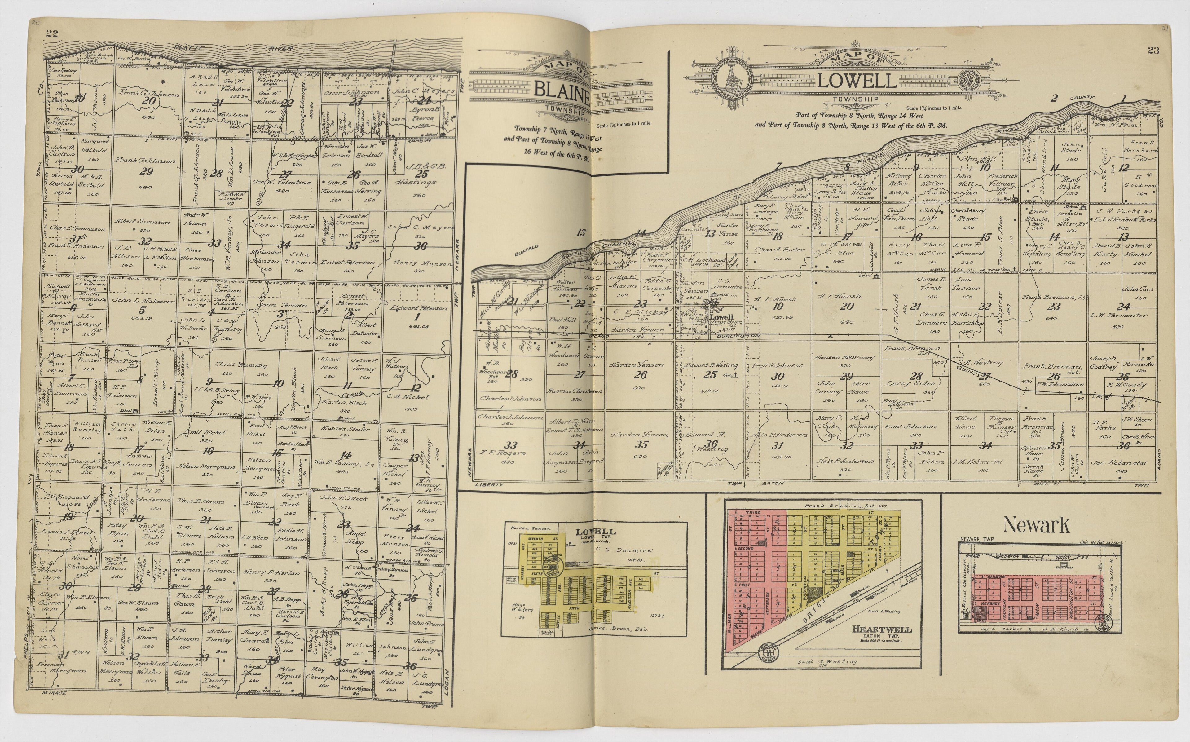 This old map of Kearney County, Nebraska, was created by Geo. A. Ogle & Co in 1923