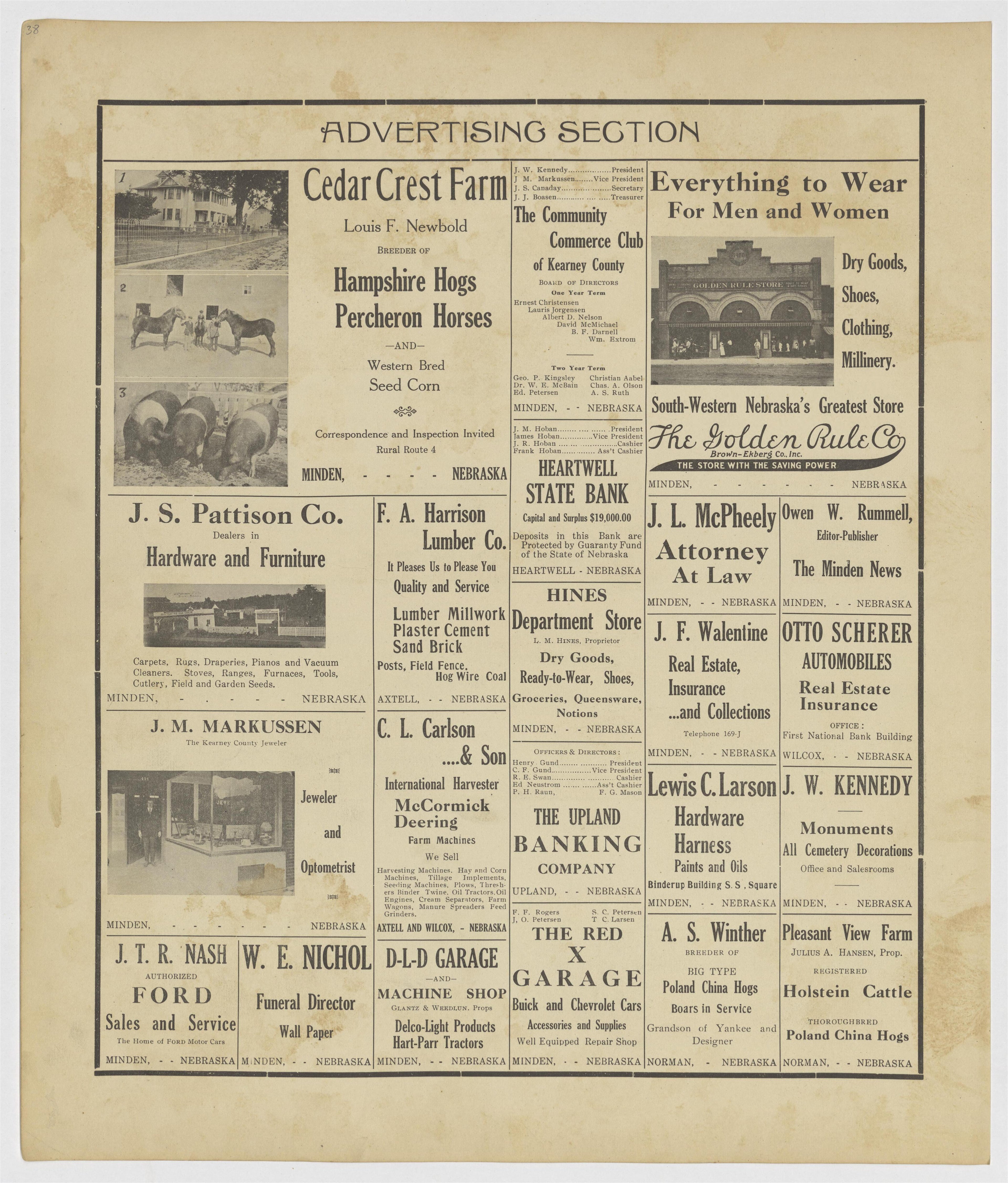 This old map of Kearney County, Nebraska, was created by Geo. A. Ogle & Co in 1923