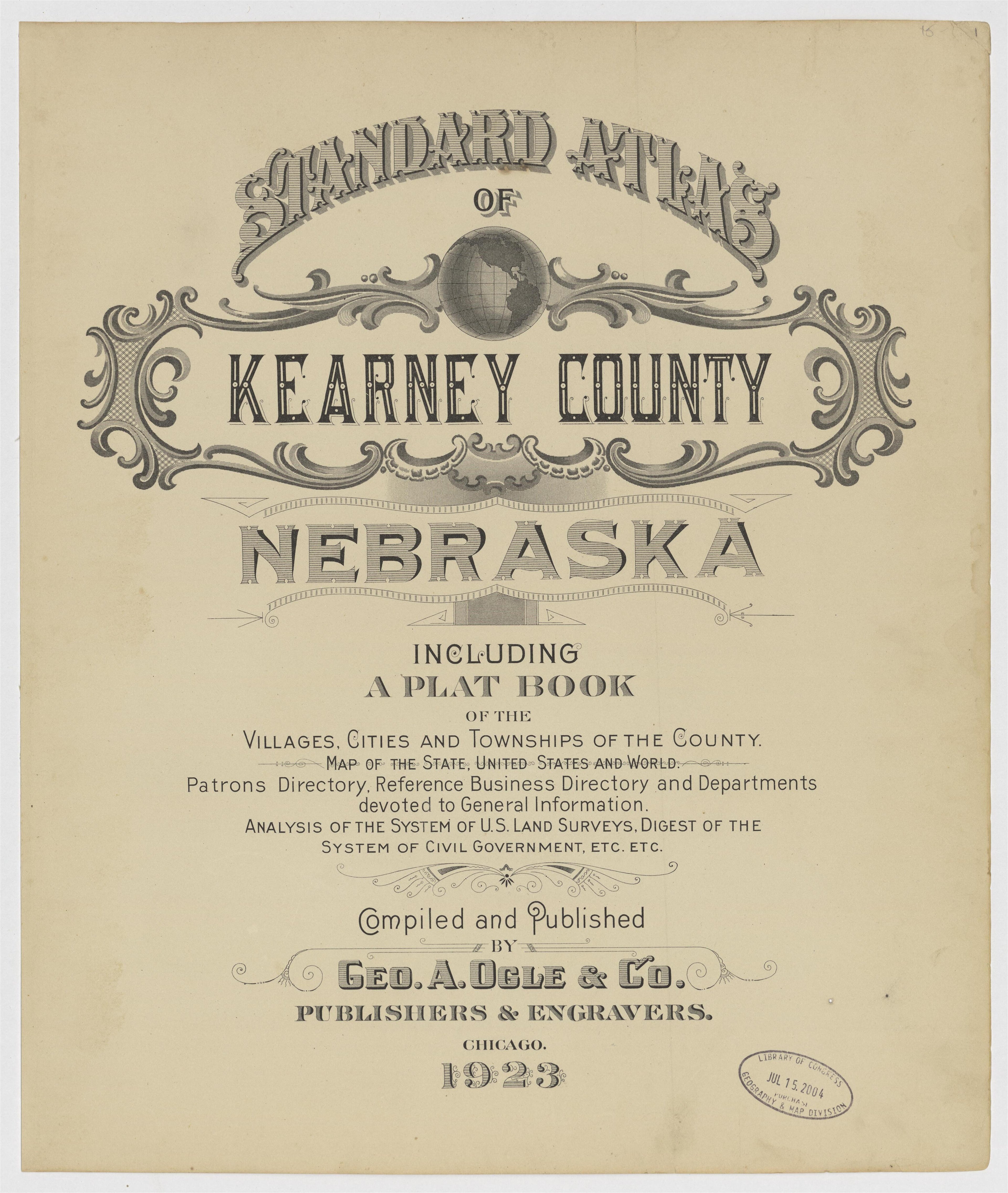 This old map of Kearney County, Nebraska, was created by Geo. A. Ogle & Co in 1923