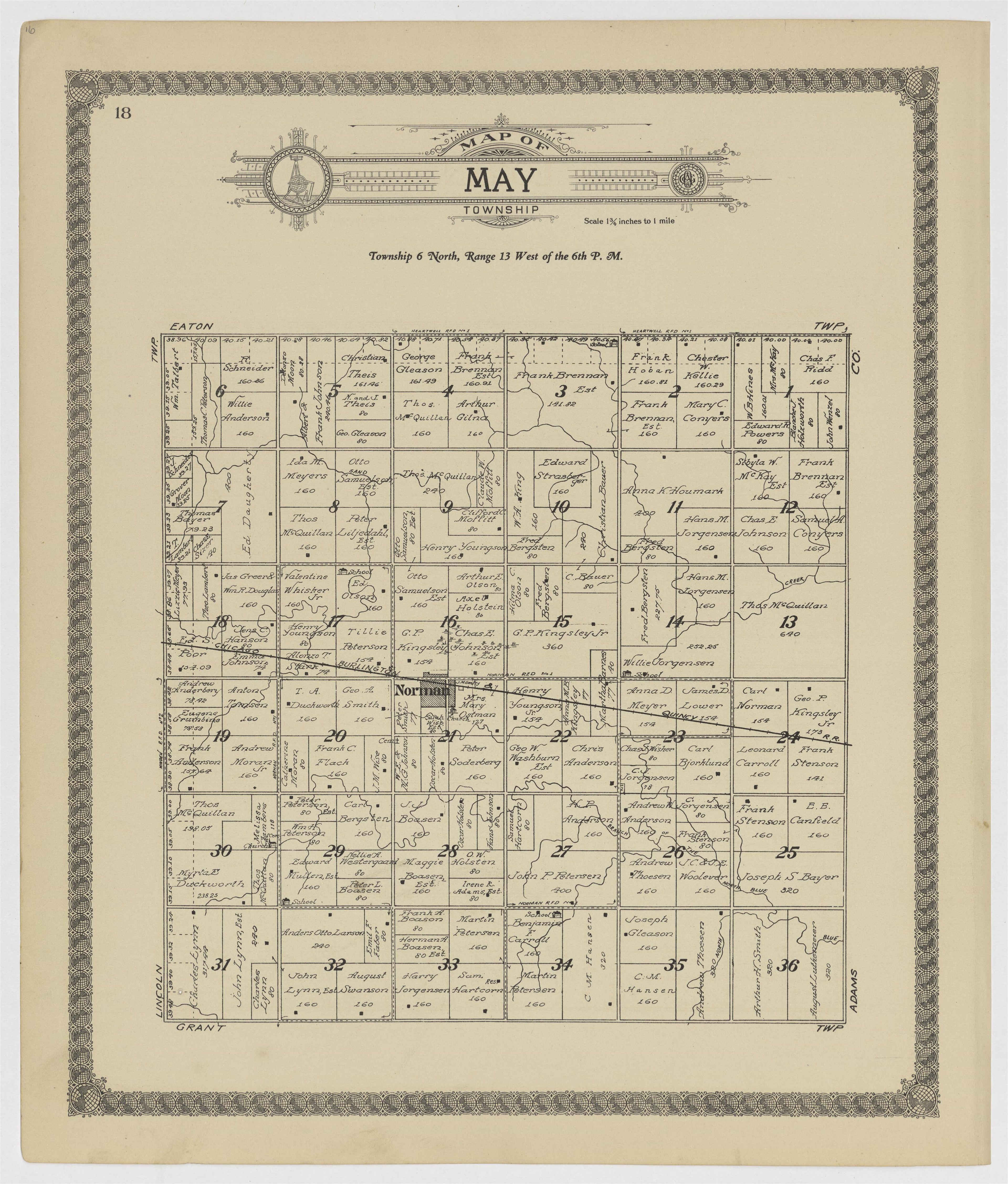 This old map of Kearney County, Nebraska, was created by Geo. A. Ogle & Co in 1923