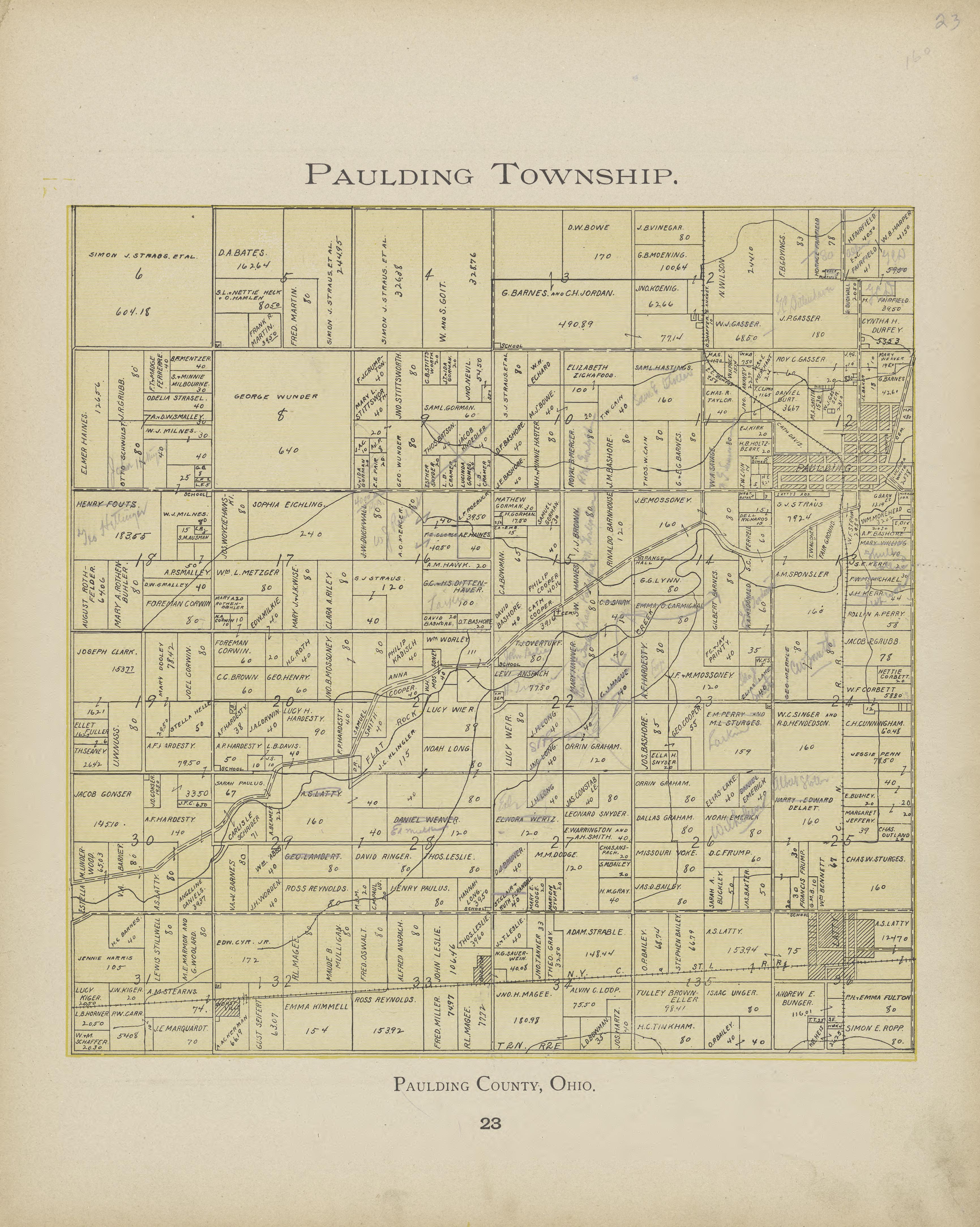 Paulding Township from Atlas and Directory of Paulding County, Ohio : Containing Maps of Paulding County, Townships, and Incorporated Villages, Also Maps of the United States and State of Ohio : Together With an Outline … 1905 by Relic Map Company