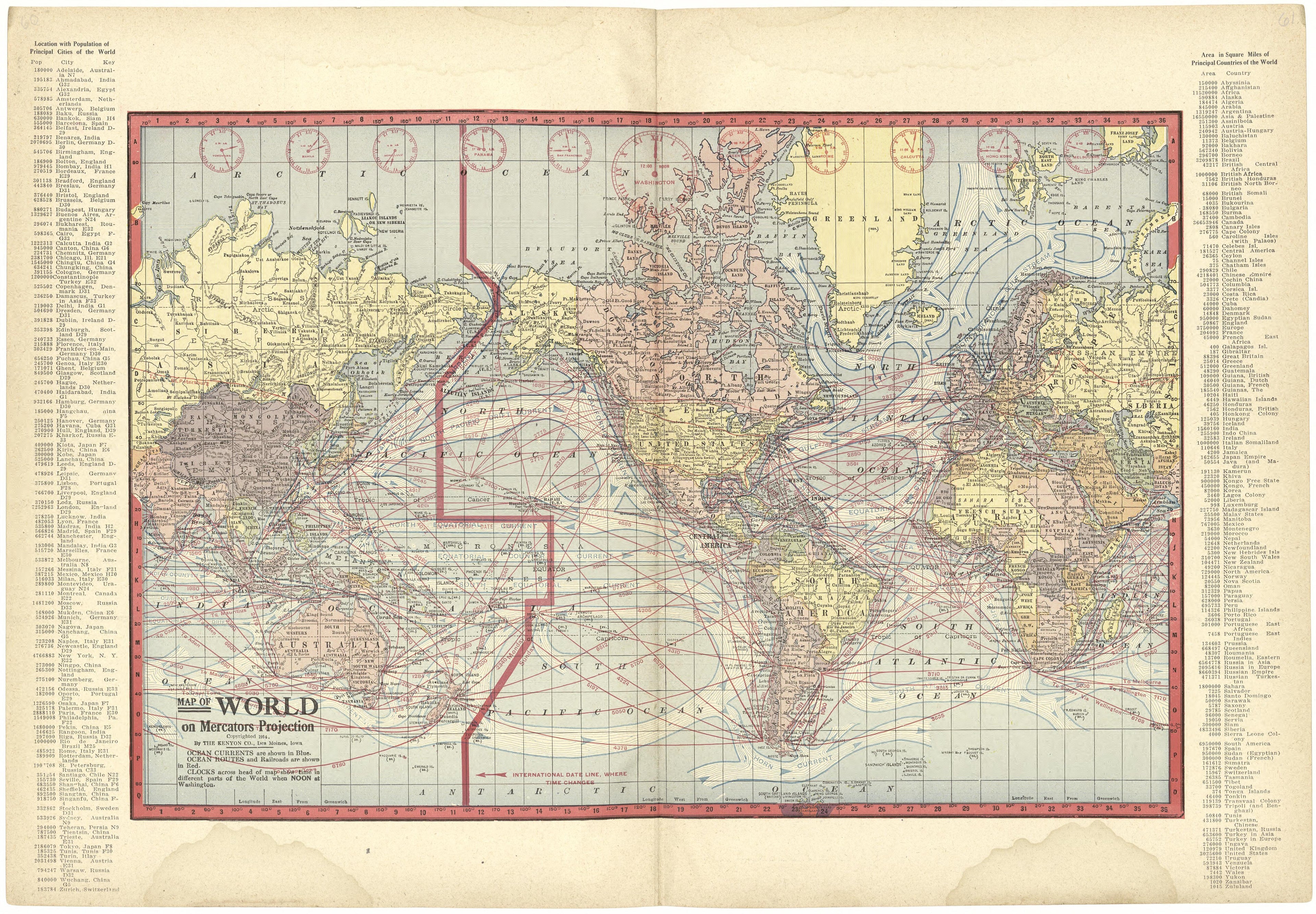 Map of World On Mercators Projection from Atlas and Plat Book of Jasper County, Iowa : Containing Outline Map of the County, Plats of All the Townships With Owners&