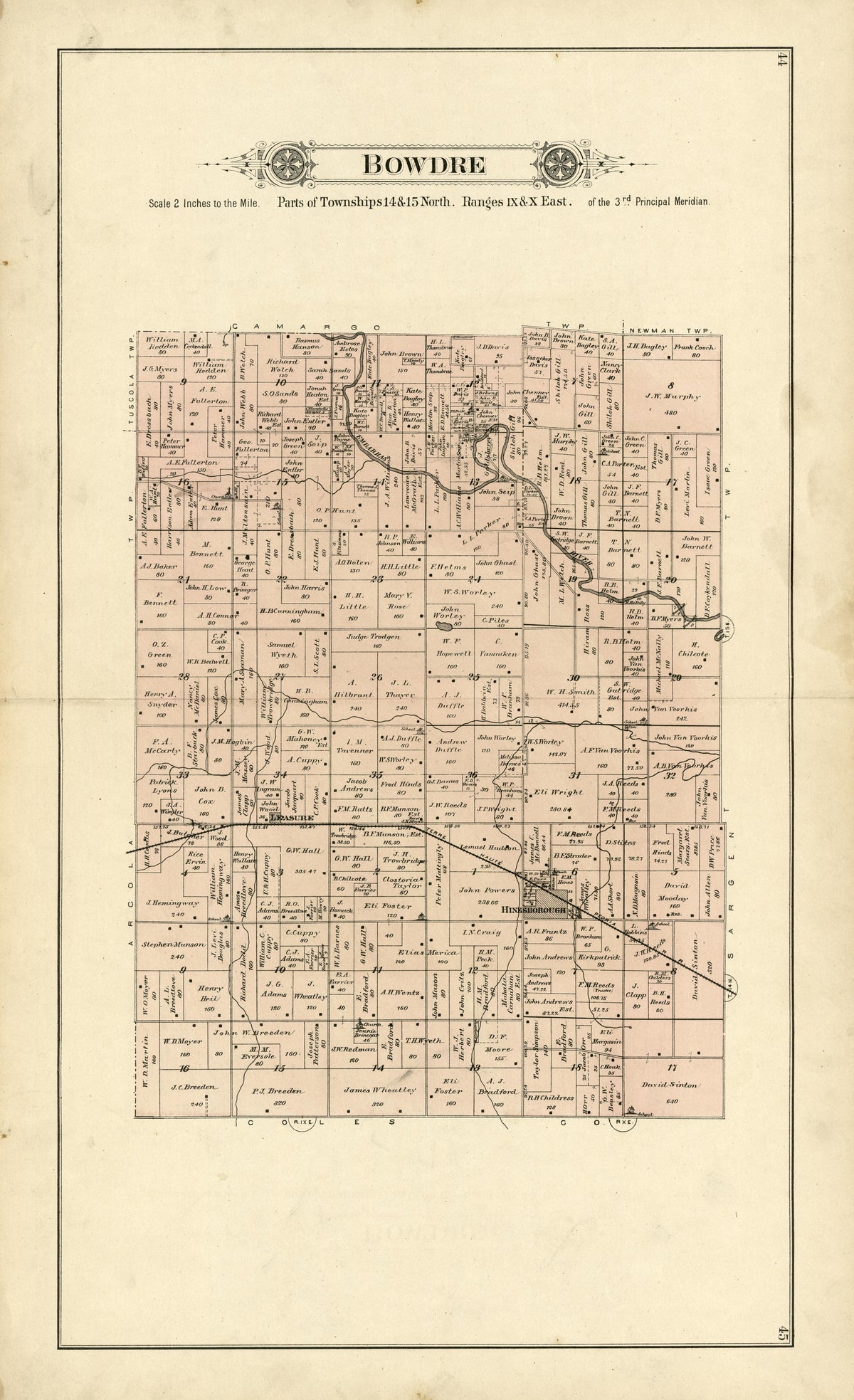 Bowdre from Plat Book of Douglas County, Illinois 1893 by Relic Map Company