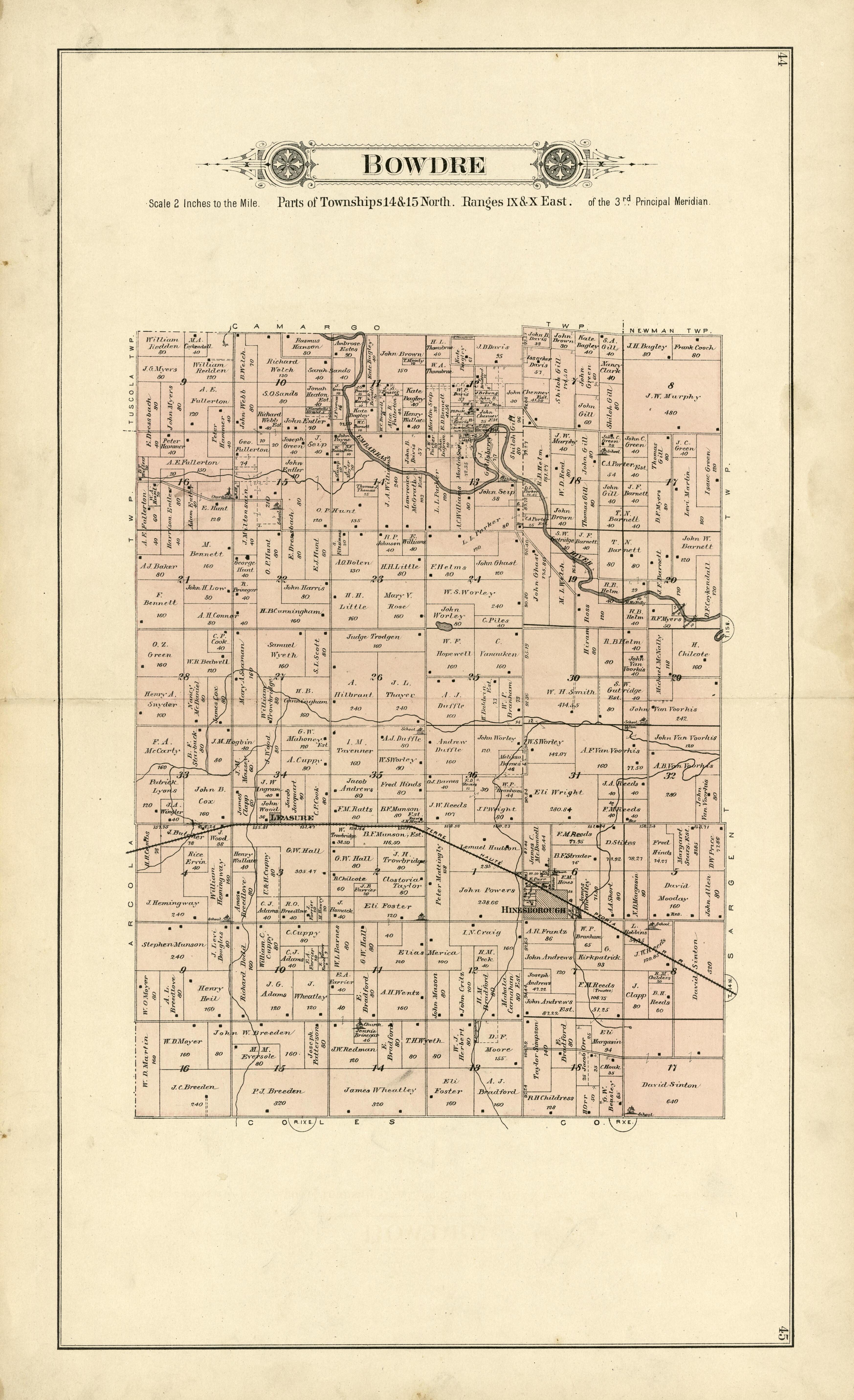 Bowdre from Plat Book of Douglas County, Illinois 1893 by Relic Map Company