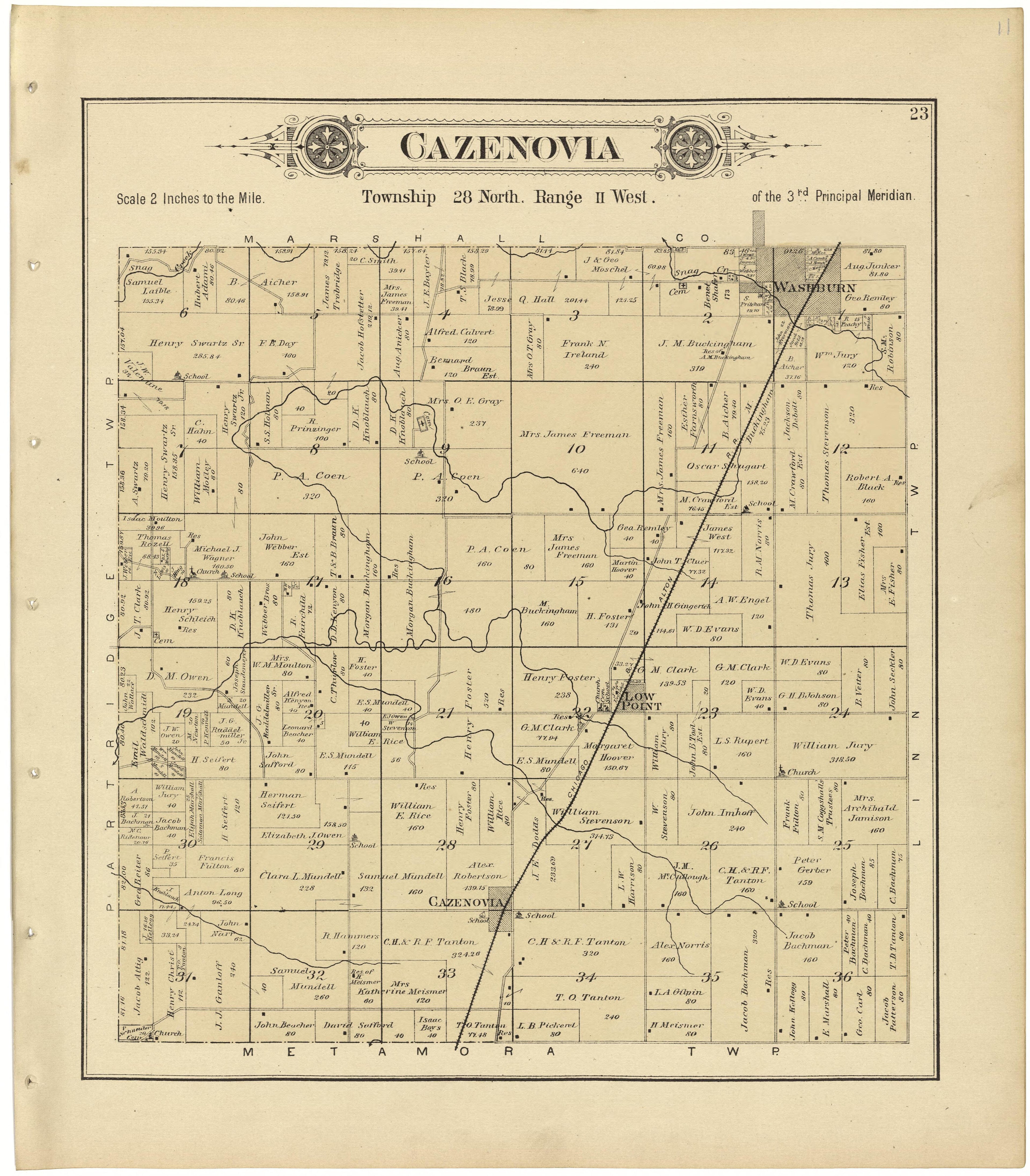 Cazenovia from Plat Book of Woodford County, Illinois 1893 by Relic Map Company