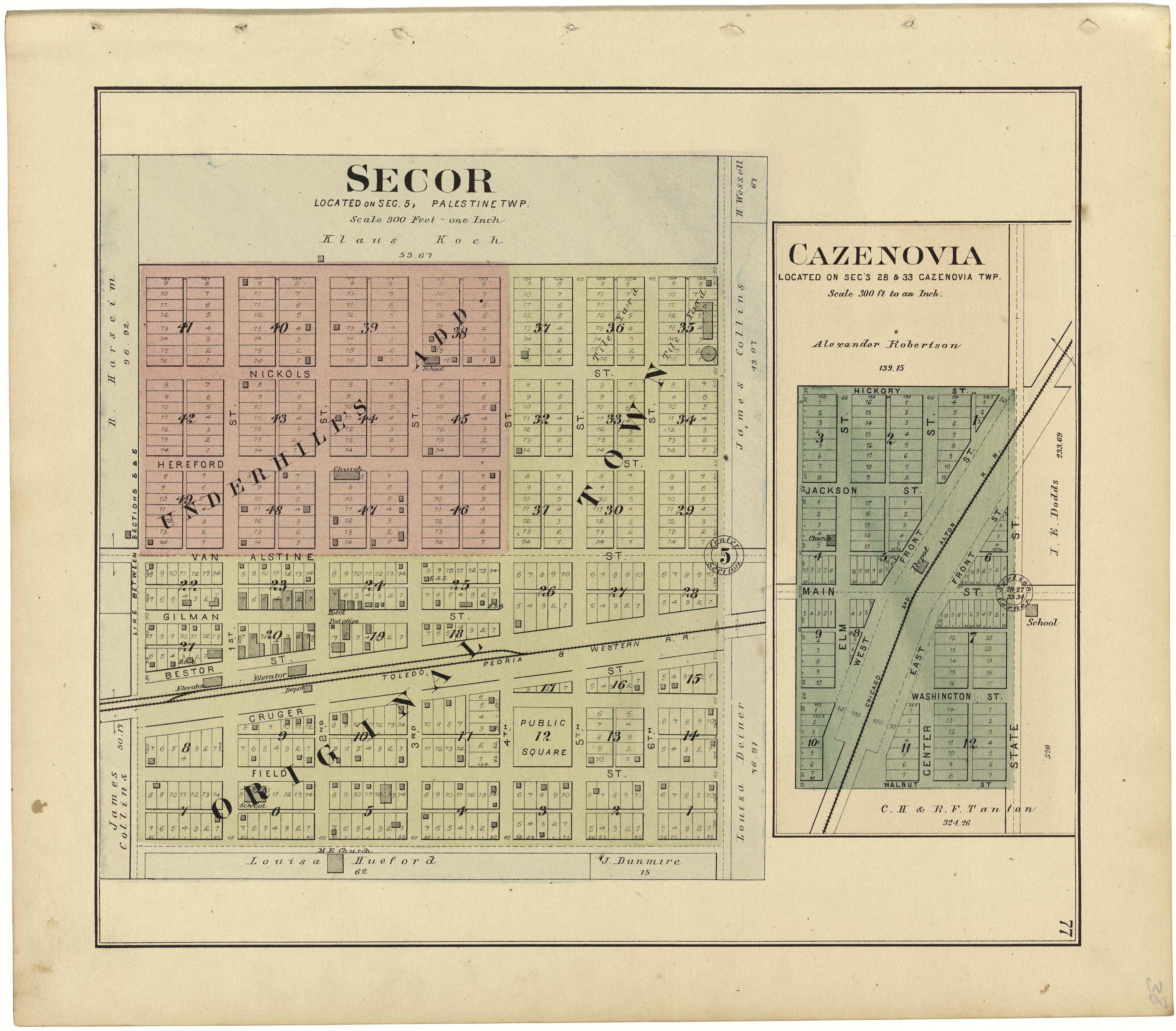 Secor from Plat Book of Woodford County, Illinois 1893 by Relic Map Company