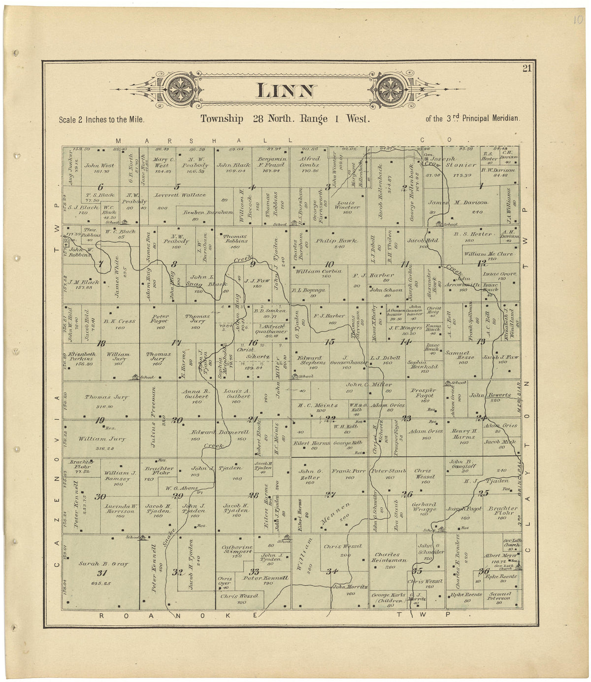 Linn from Plat Book of Woodford County, Illinois 1893 by Relic Map Company
