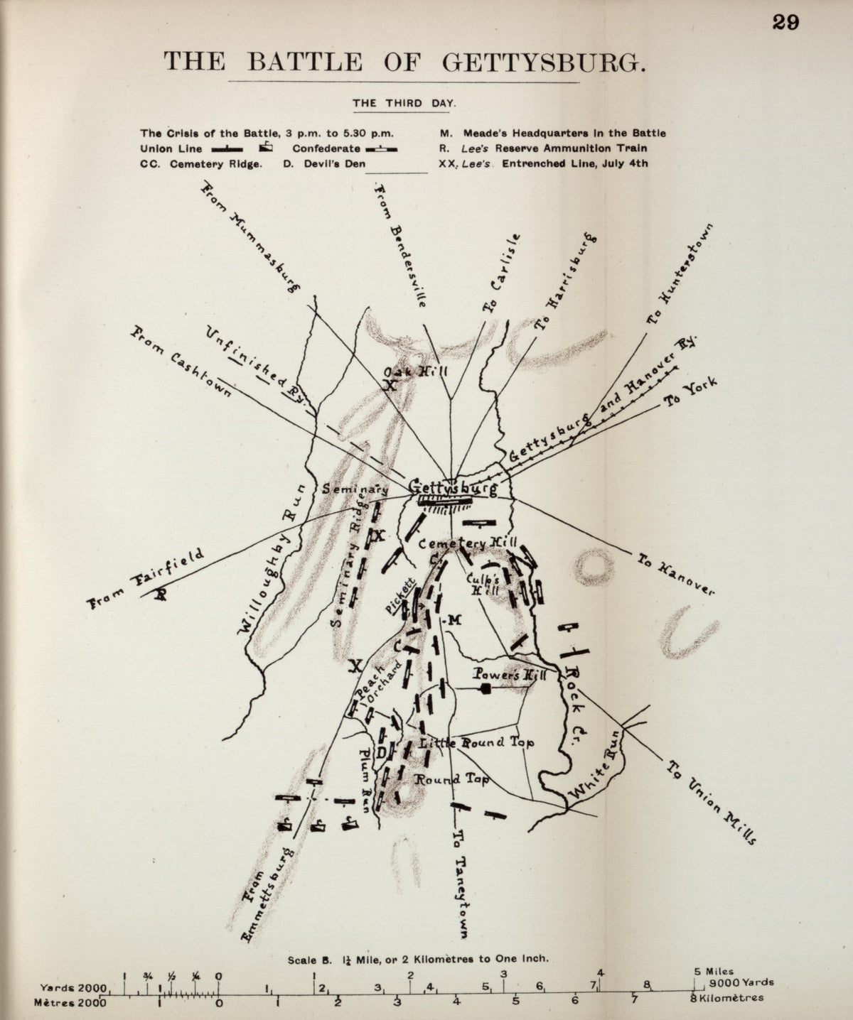 Battle of Gettysburg, the Third Day from the American Civil War--maps 1910 by Relic Map Company