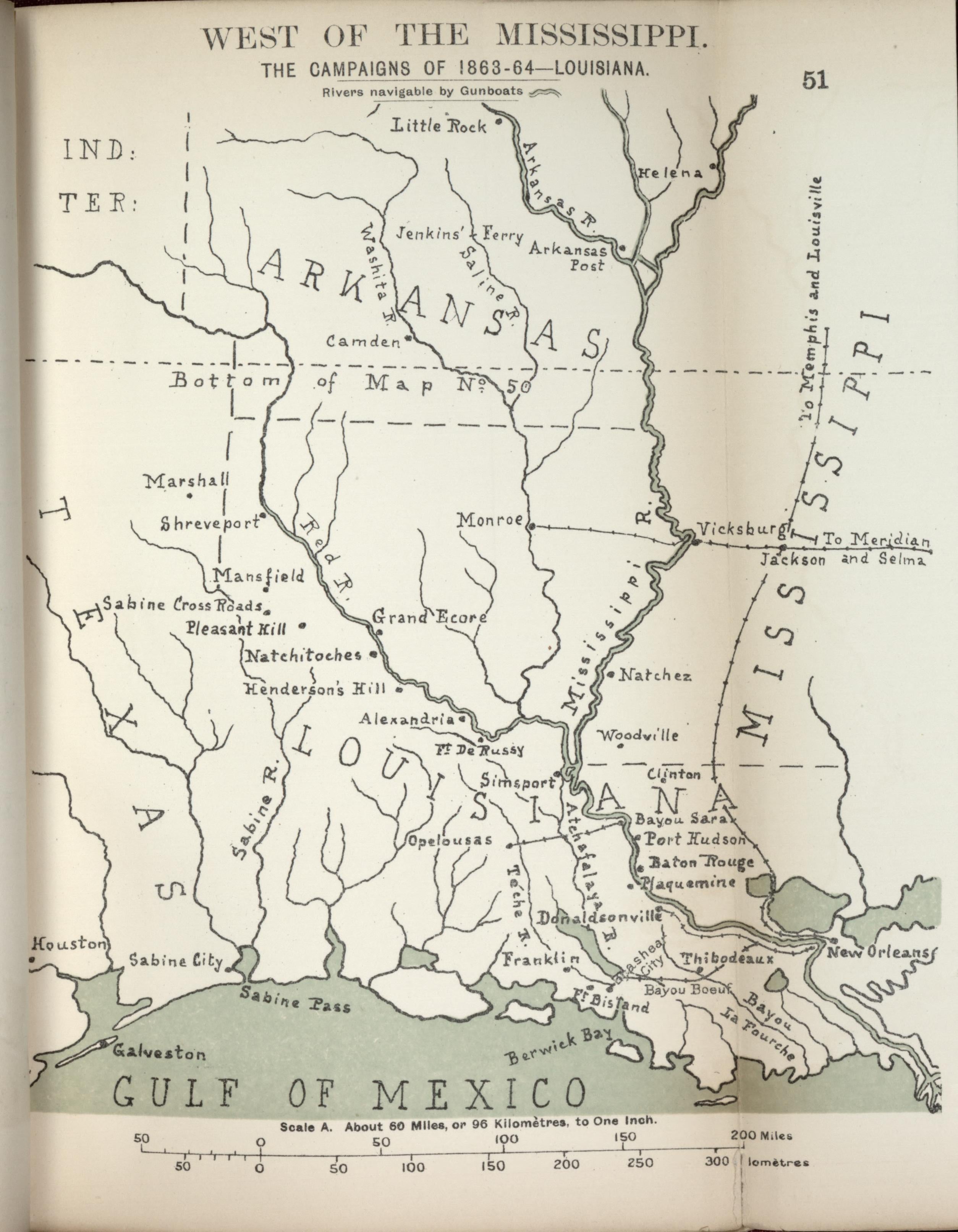 West of the Mississippi, Campaigns of 1863-1864, Louisiana from the American Civil War--maps 1910 by Relic Map Company