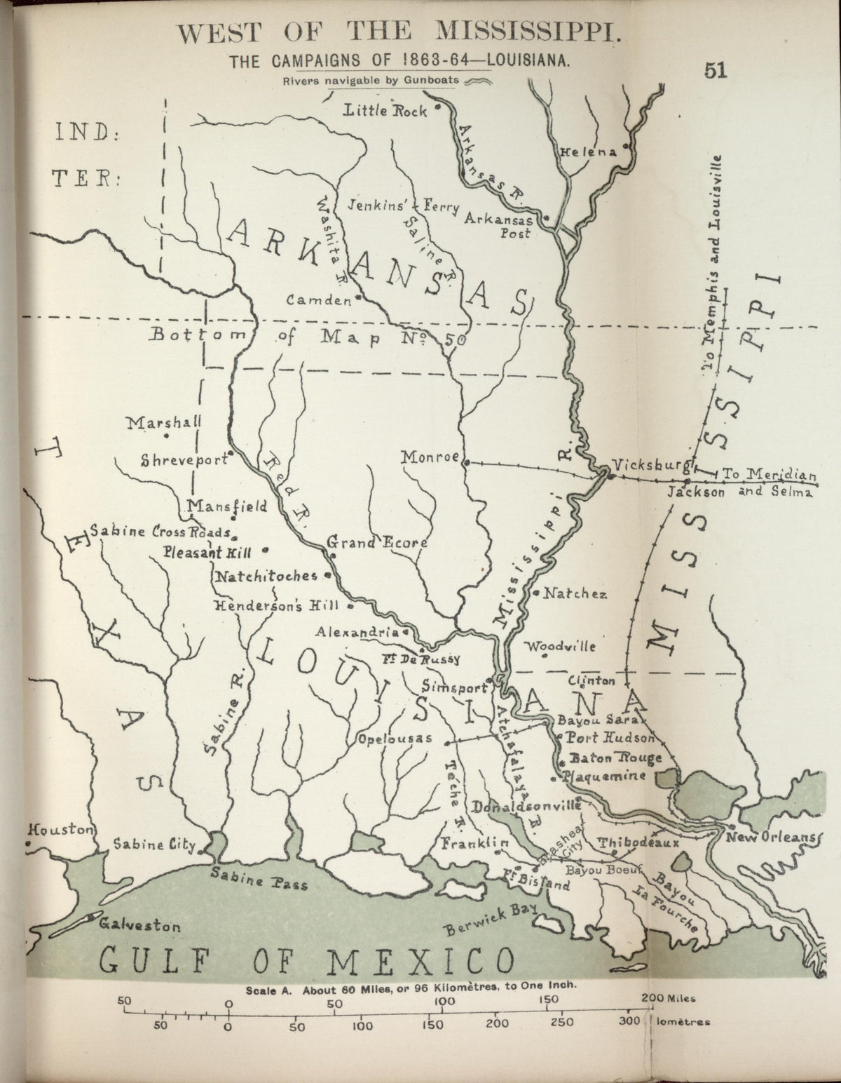 West of the Mississippi, Campaigns of 1863-1864, Louisiana from the American Civil War--maps 1910 by Relic Map Company