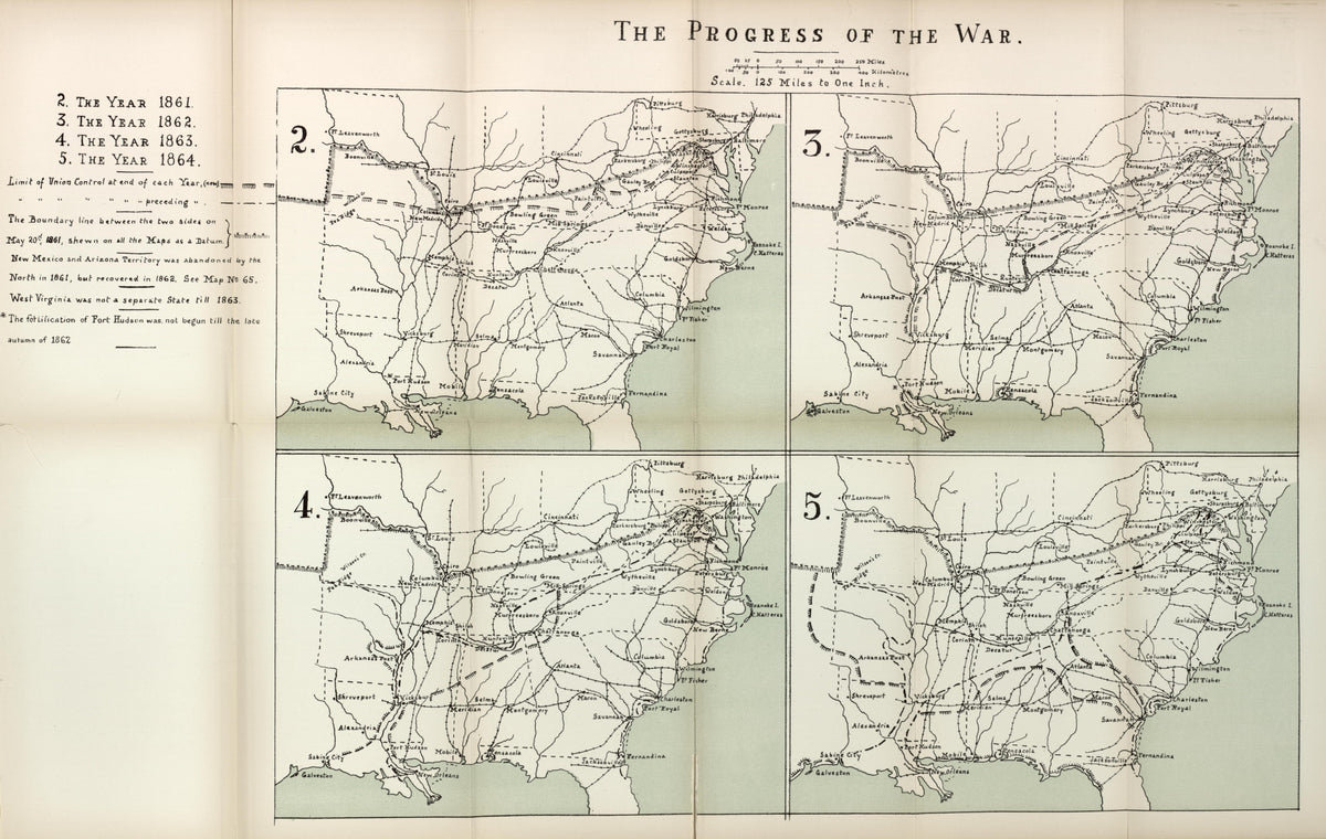 Progress of the War, 1861-1864, from the American Civil War--maps 1910 by Relic Map Company