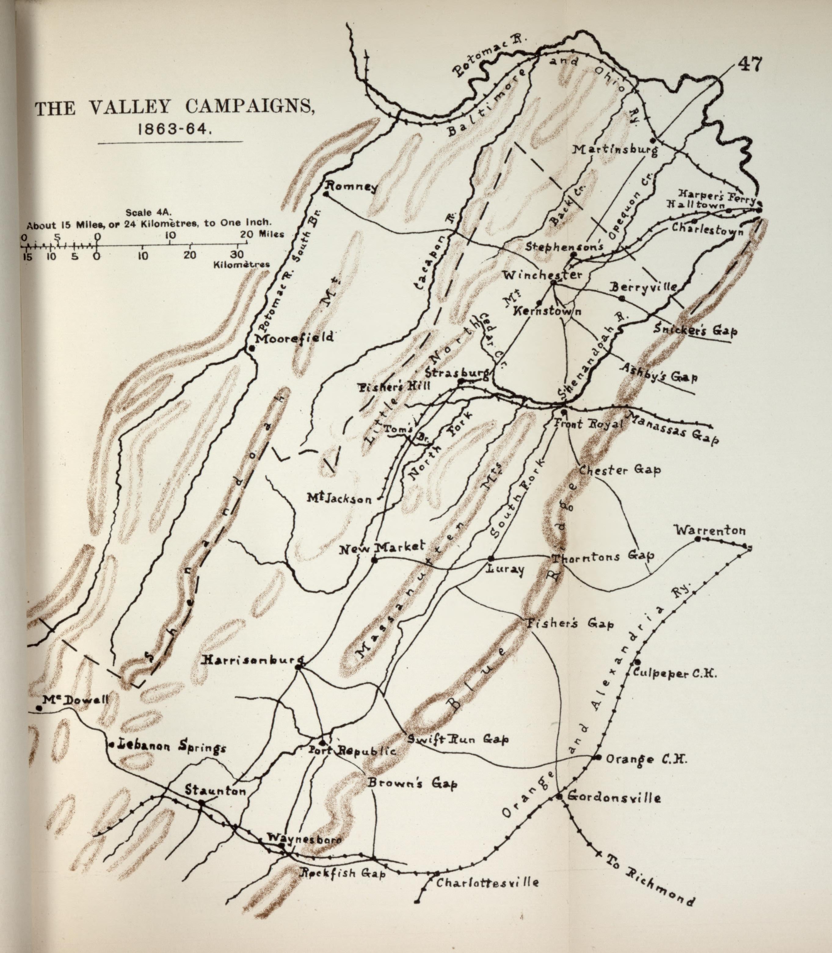 Valley Campaigns, 1863-1864 from the American Civil War--maps 1910 by Relic Map Company