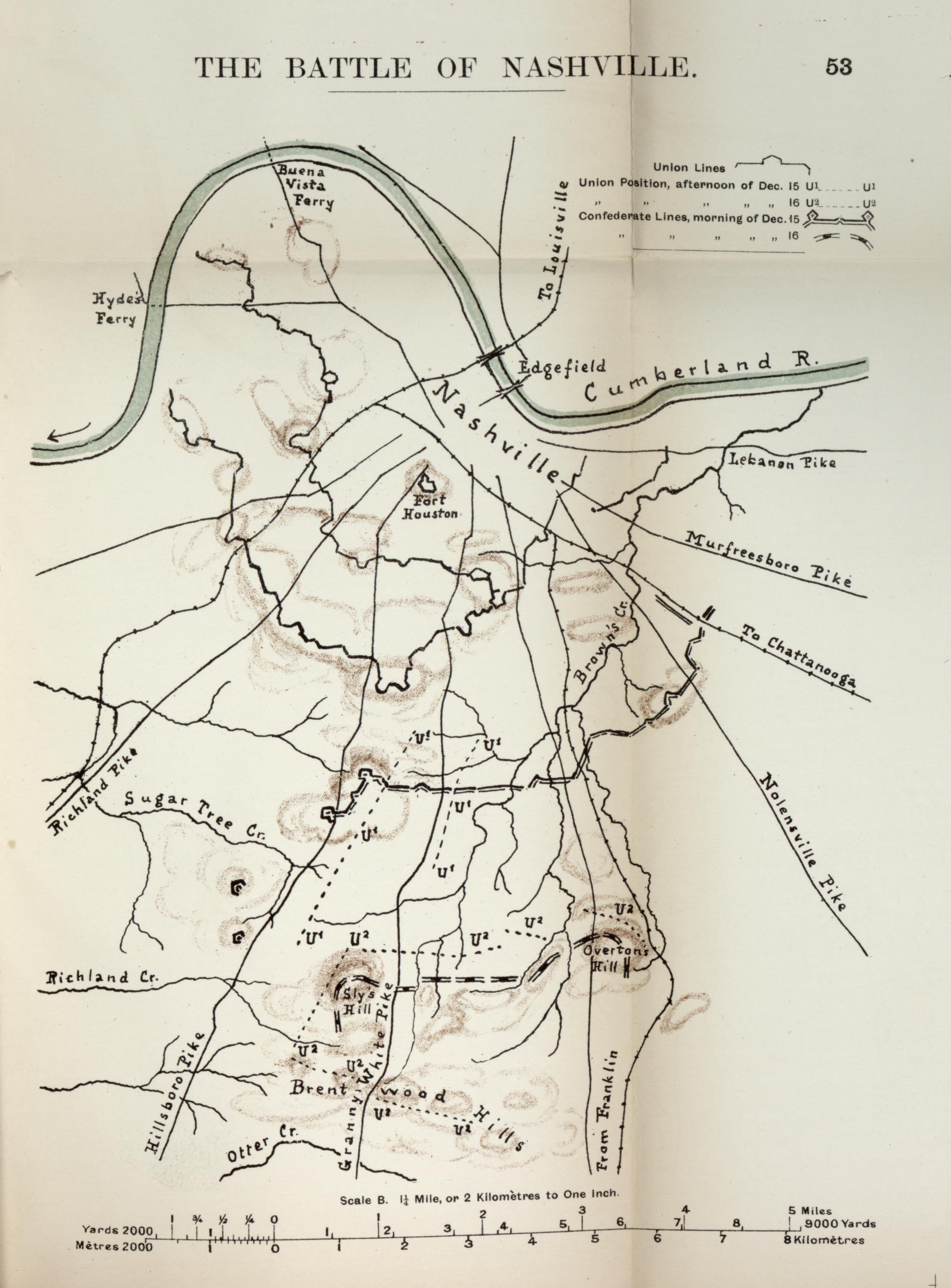 Battle of Nashville from the American Civil War--maps 1910 by Relic Map Company