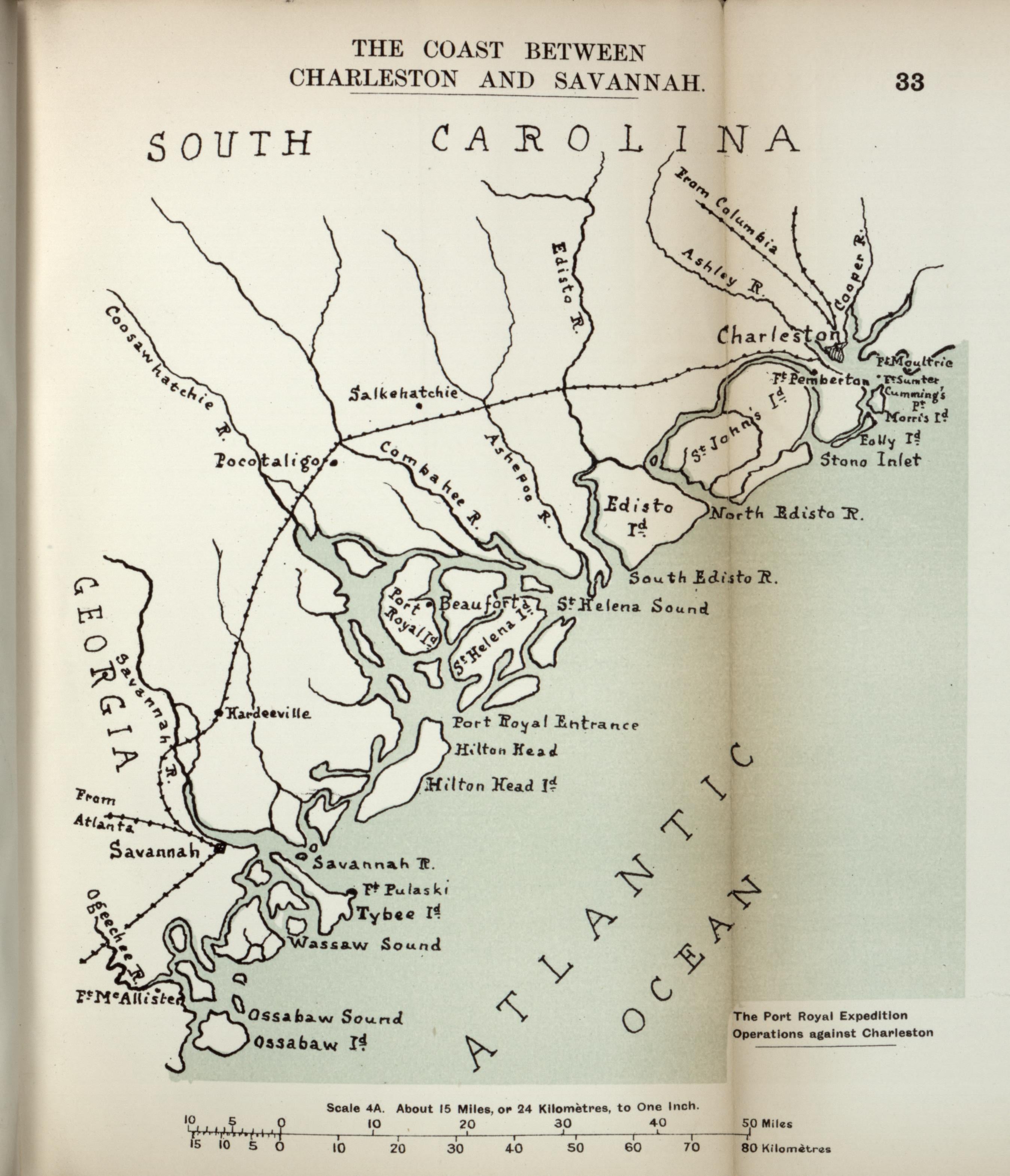 Coast Between Charleston and Savannah from the American Civil War--maps 1910 by Relic Map Company