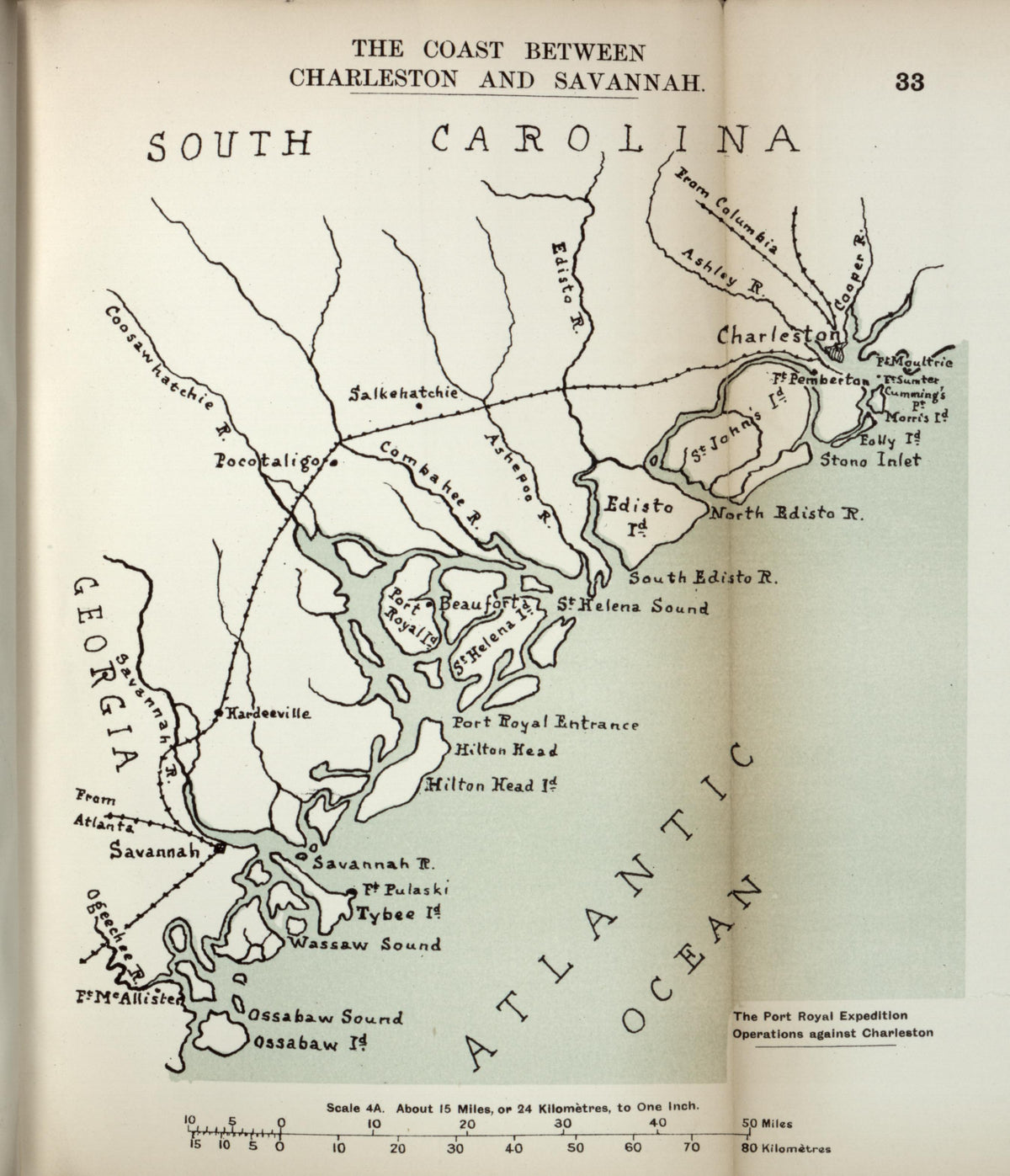 Coast Between Charleston and Savannah from the American Civil War--maps 1910 by Relic Map Company