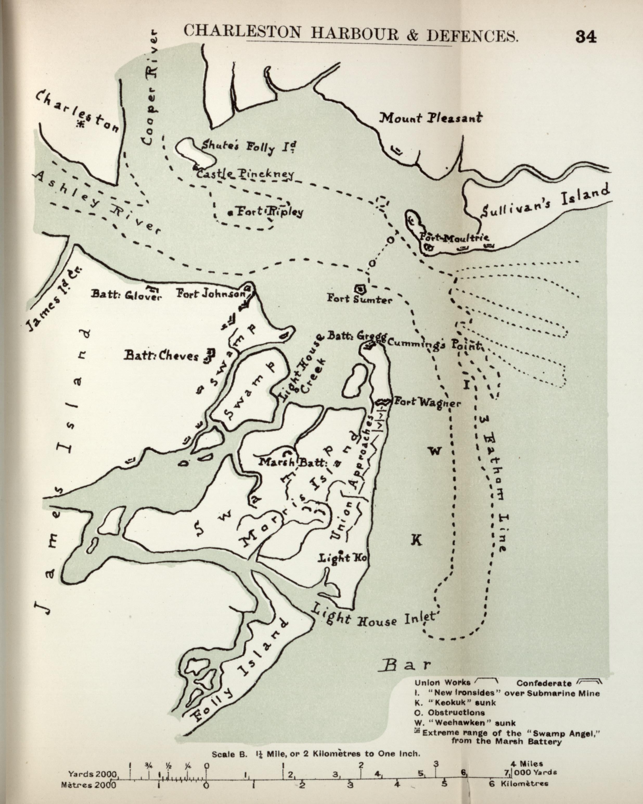 Charleston Harbour and Defences from the American Civil War--maps 1910 by Relic Map Company