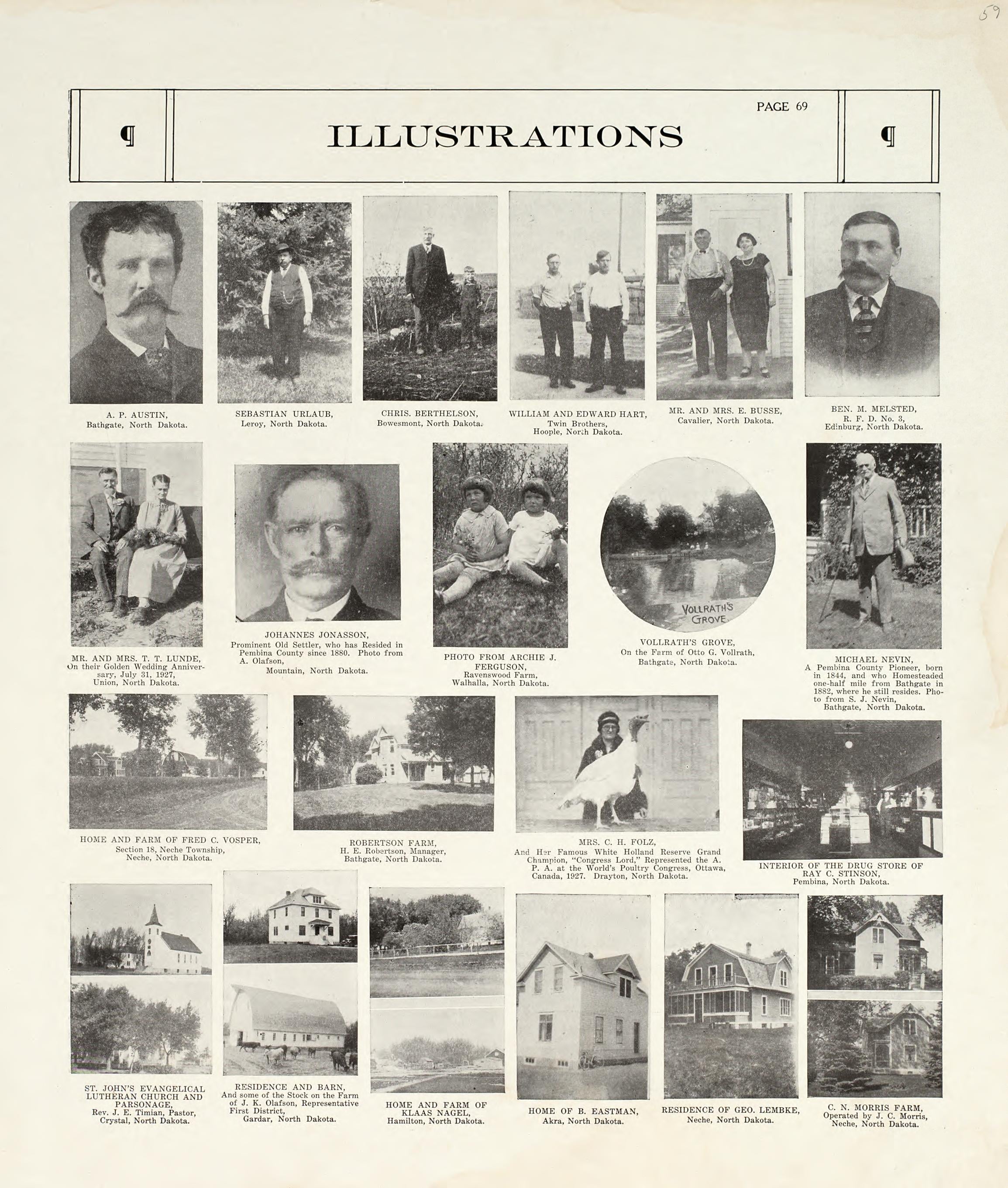 Illustrations from Standard Atlas of Pembina County, North Dakota : Including a Plat Book of the Villages, Cities and Townships of the County, Map of the State, United States and World : Patrons Directory, … 1928 by Relic Map Company